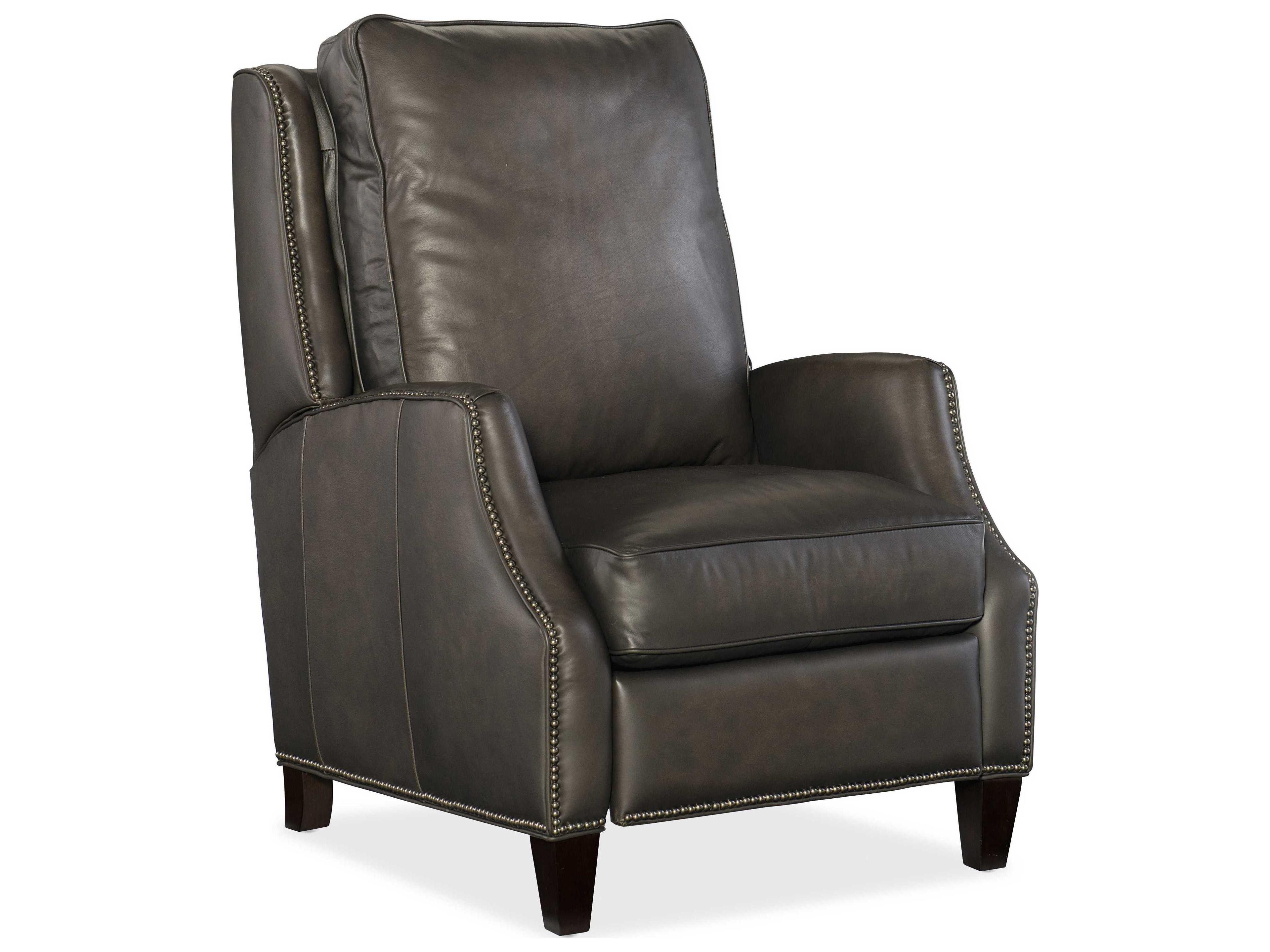 Hooker Furniture Kerley Manual Push Back Sarzana Castle Dark Wood Gray Leather Recliner