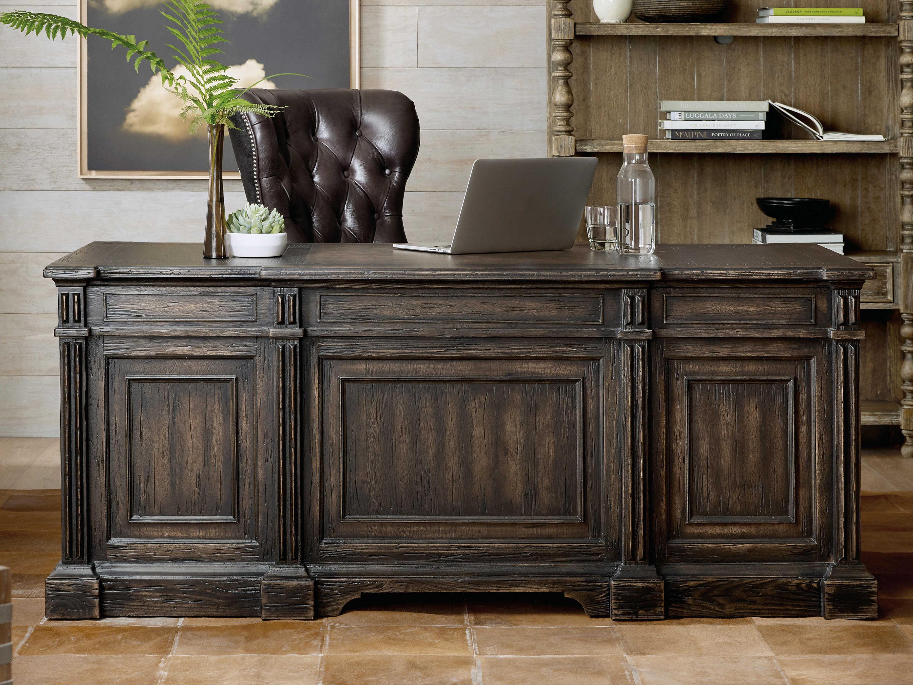 Hooker Furniture La Grange Antique Varnish Black Hardwood Executive Desk