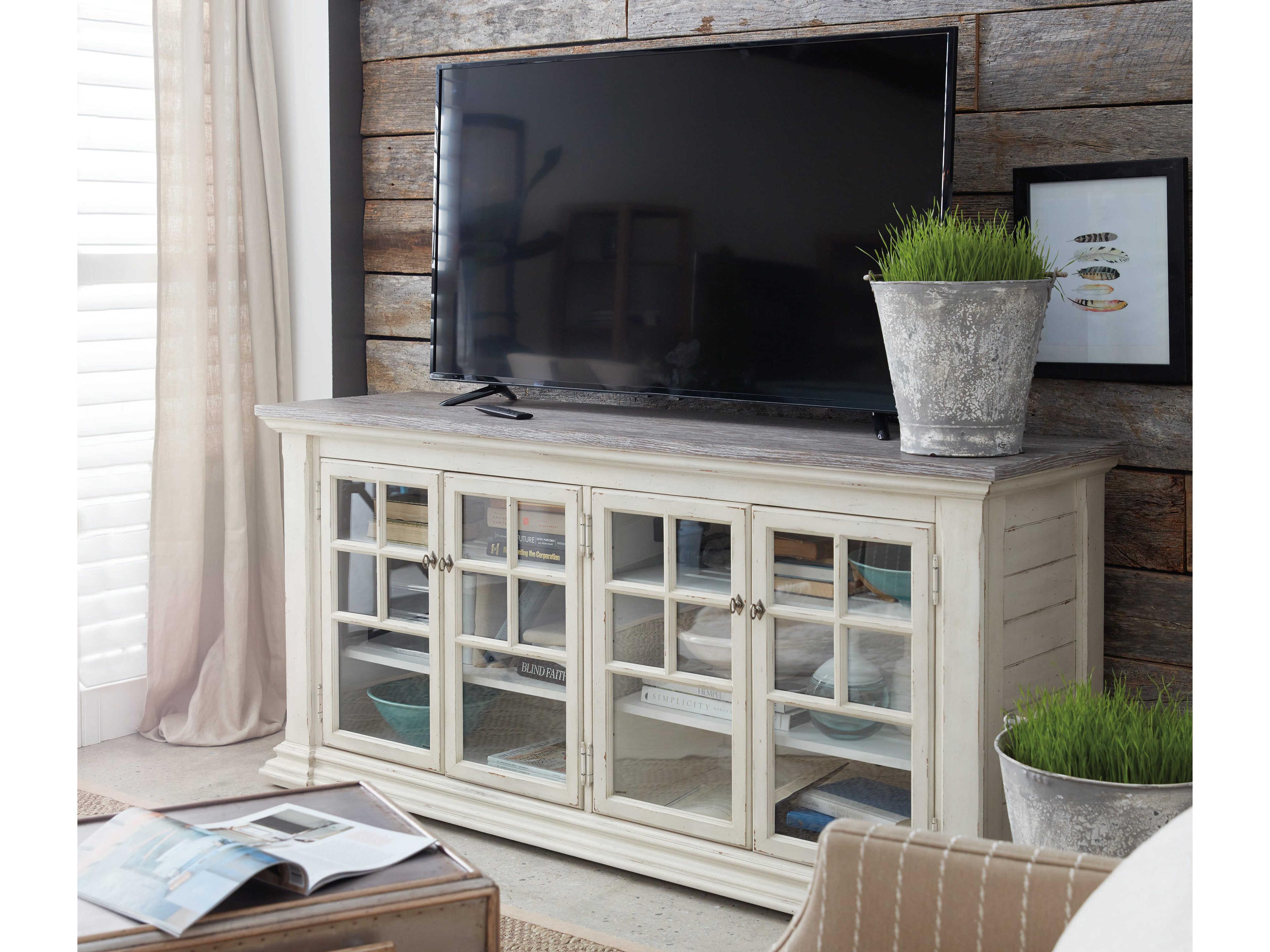 Luxecor Lagunitas 68" Oak Wood White With Grey Top Media Console