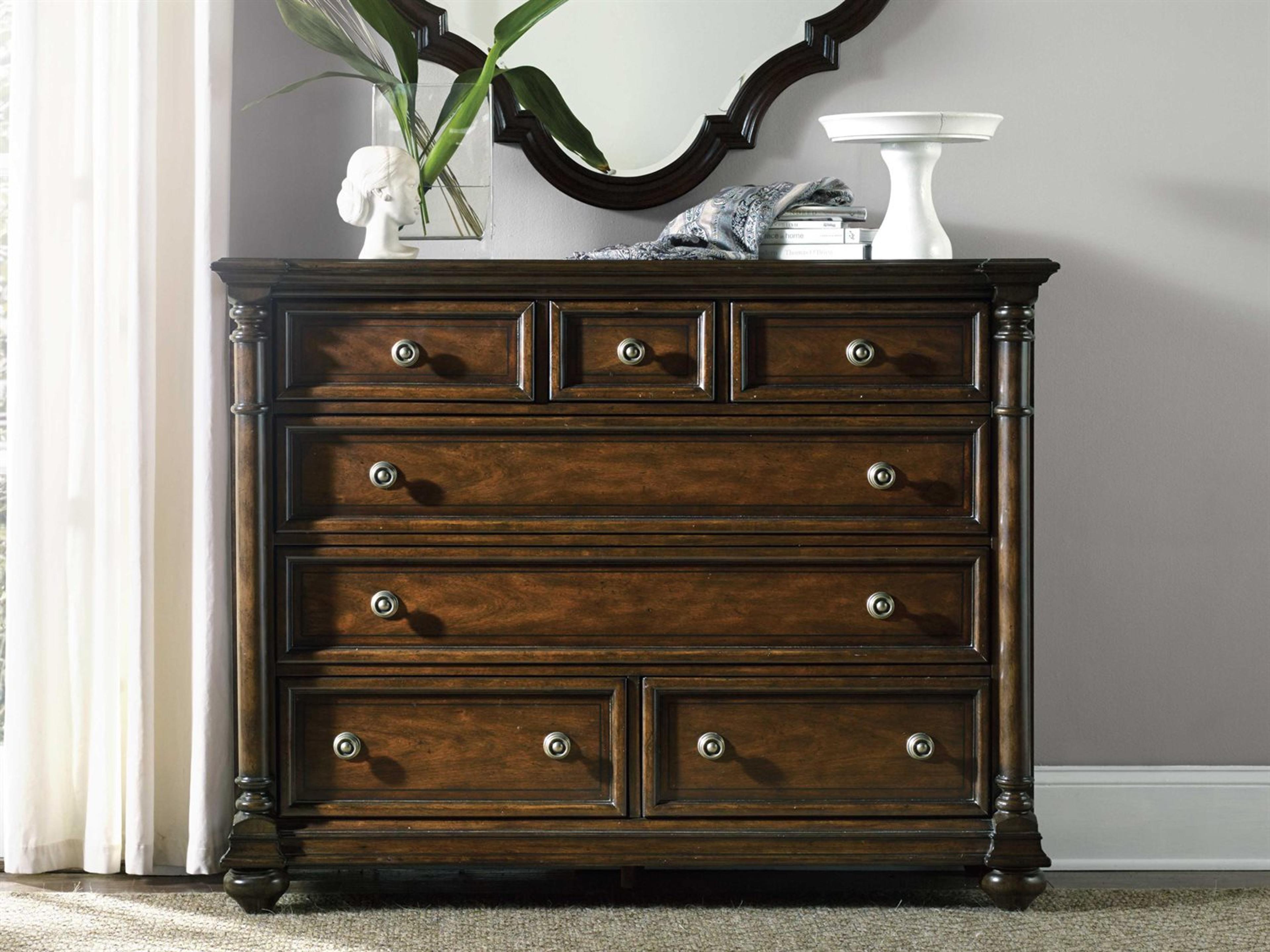 Luxecor Heritage Bureau 7-Drawers Brown Mahogany Wood Double Dresser
