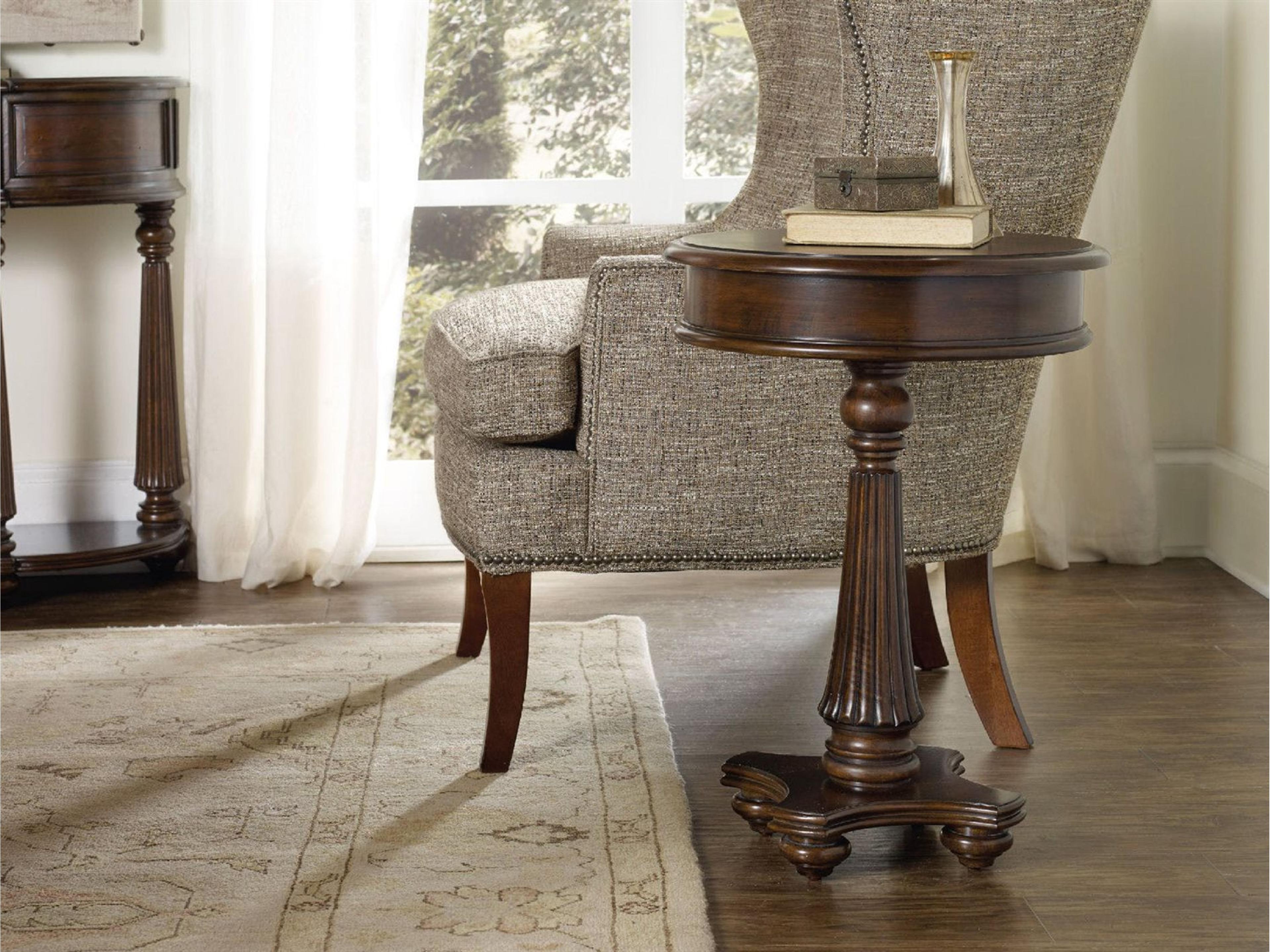 Luxecor Heritage Martini Round Features A Rich Dark Wood End Table