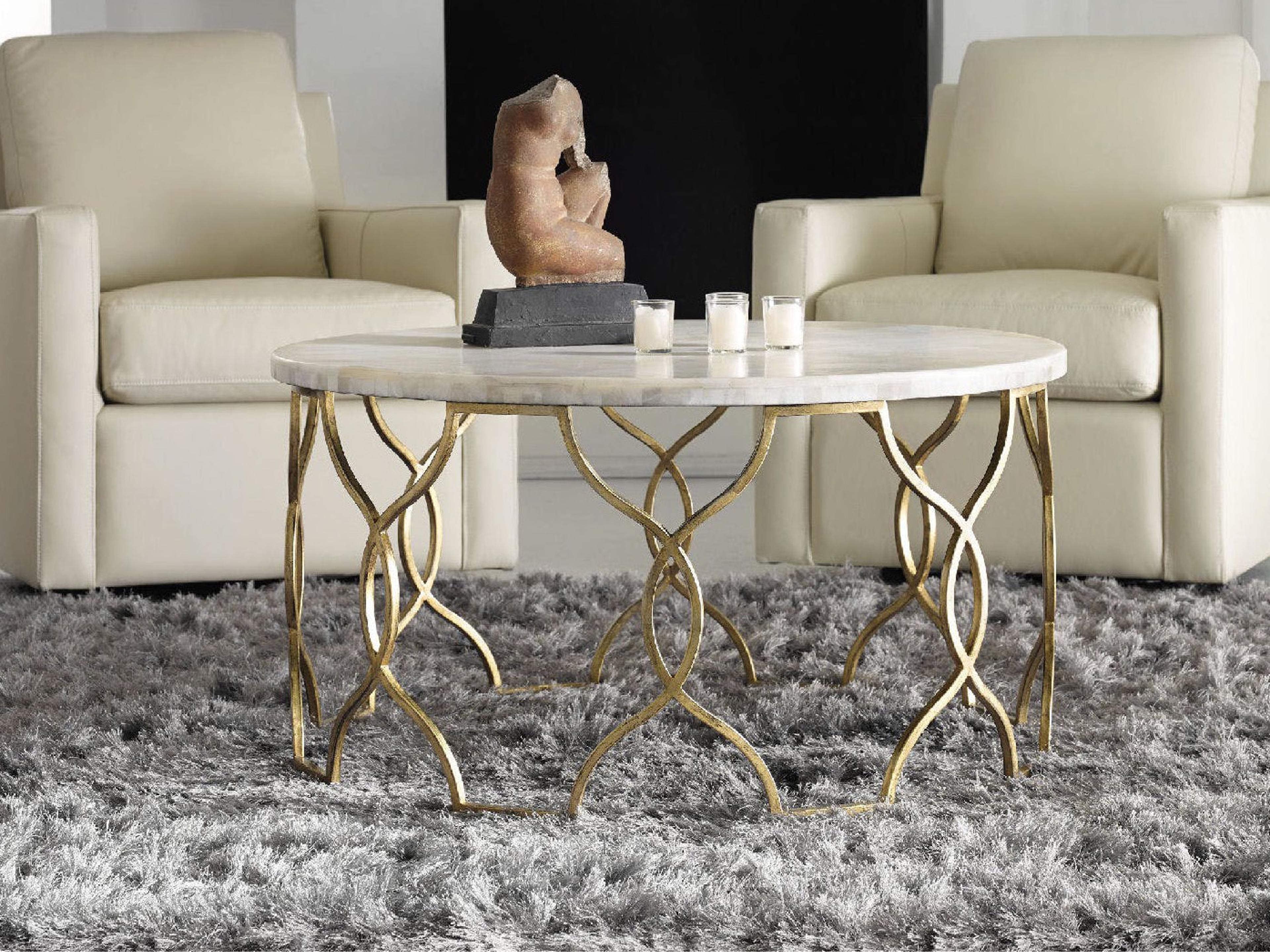 Hooker Furniture Melange Corrina Round Marble Gold Cocktail Table