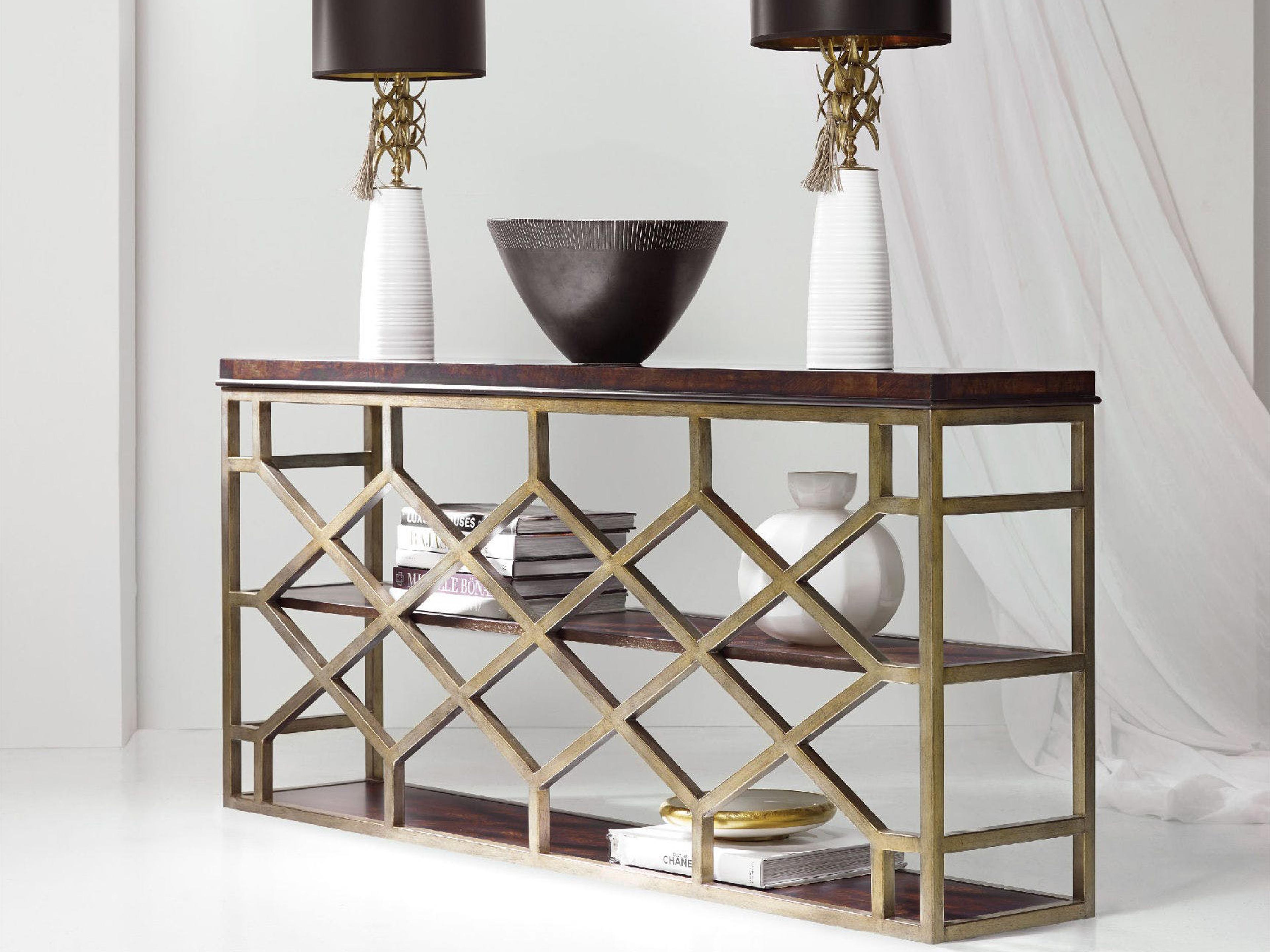 Hooker Furniture Melange Giles Rectangular Dark Wood Console Table