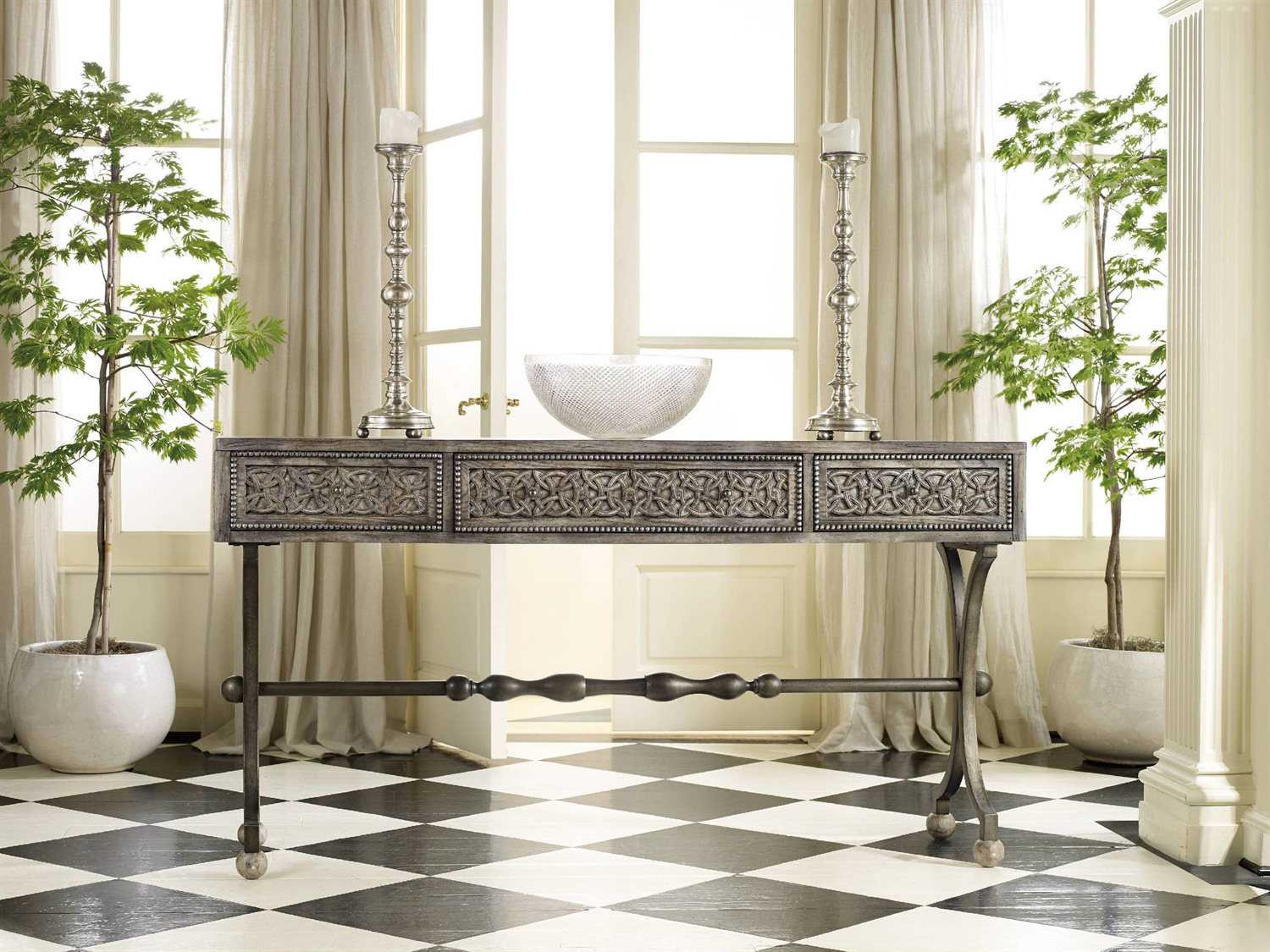 Luxecor Heritage Ravenna Rectangular Wood Rustic Gray With Cherry Top Console Table