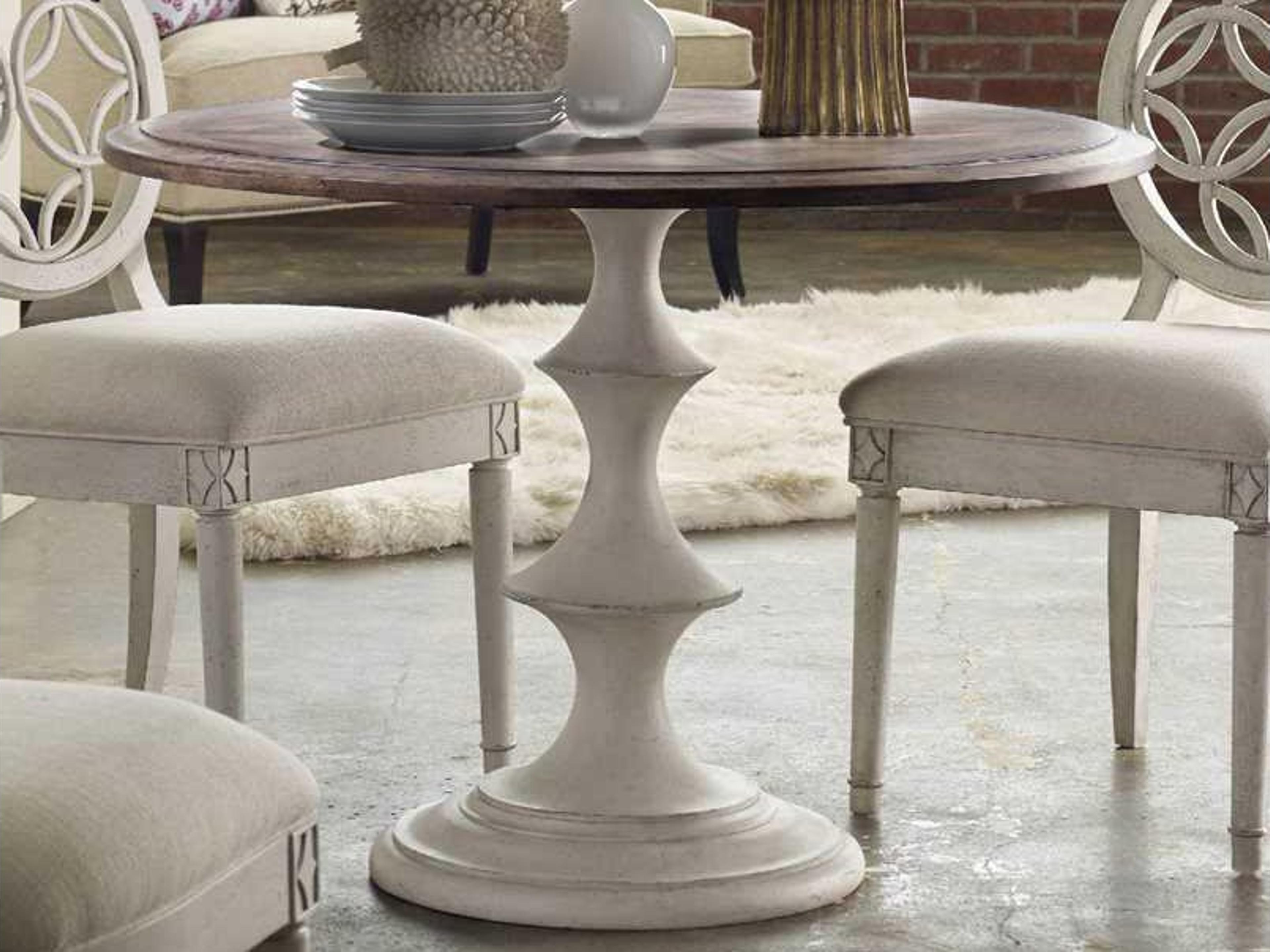 Luxecor Heritage Brynlee Round Wood Walnut Top With White Base Dining Table