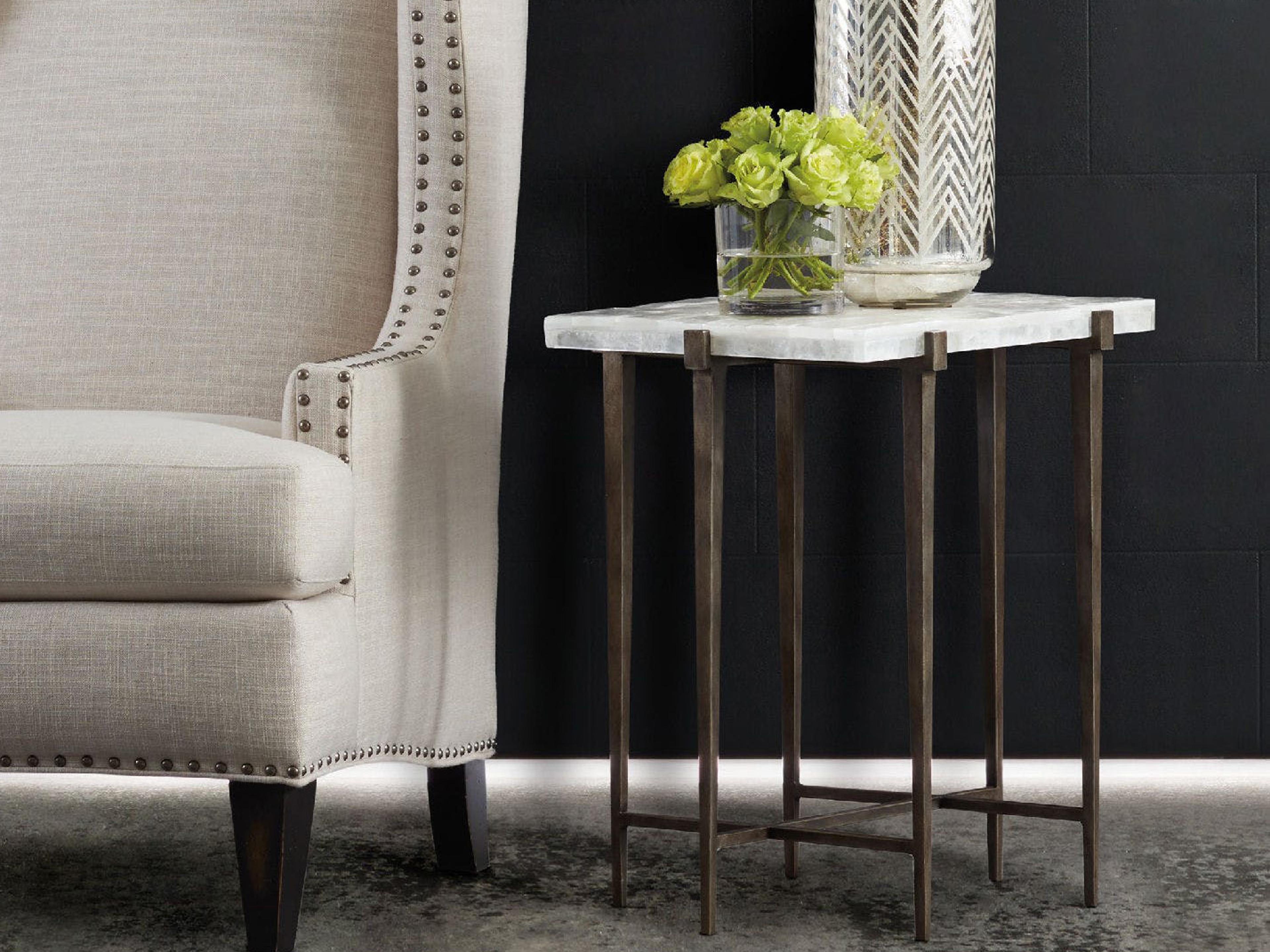 Luxecor Heritage Rectangular Marble White & Tubular Steel End Table