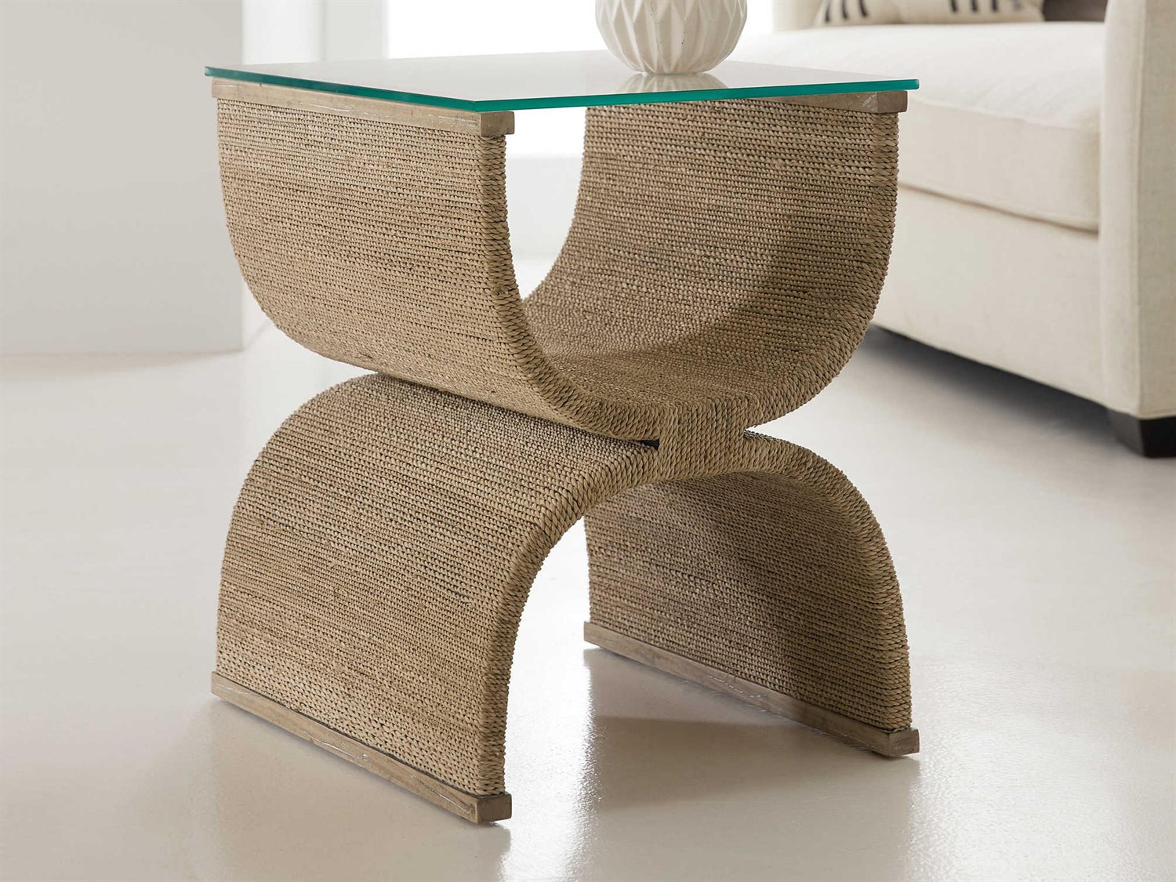 Hooker Furniture Melange Rectangular Glass Brown End Table