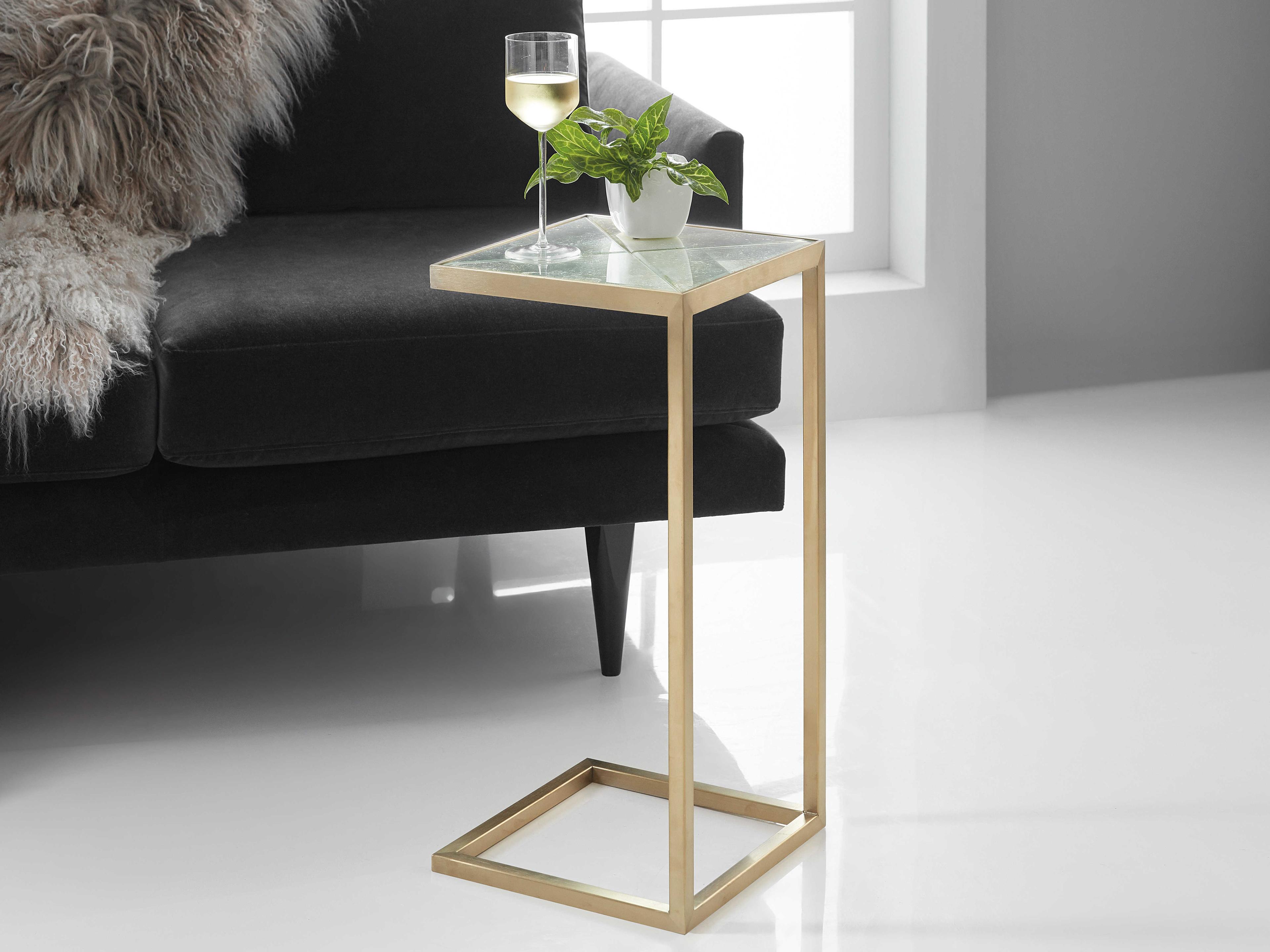 Hooker Furniture Melange Square Glass Gold End Table