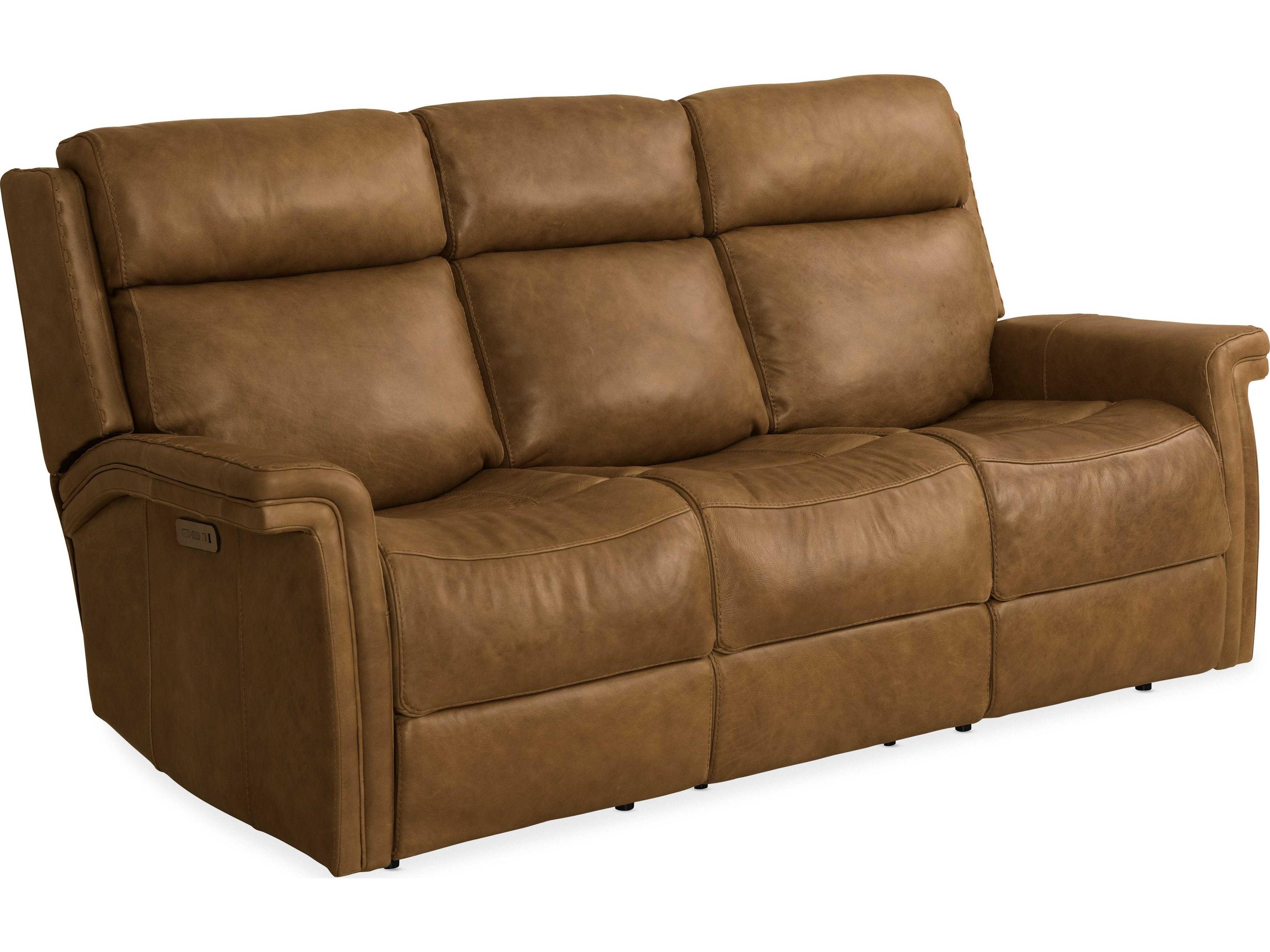 Luxecor Poise Venerando Latte Brown Leather Sofa with Power Headrest