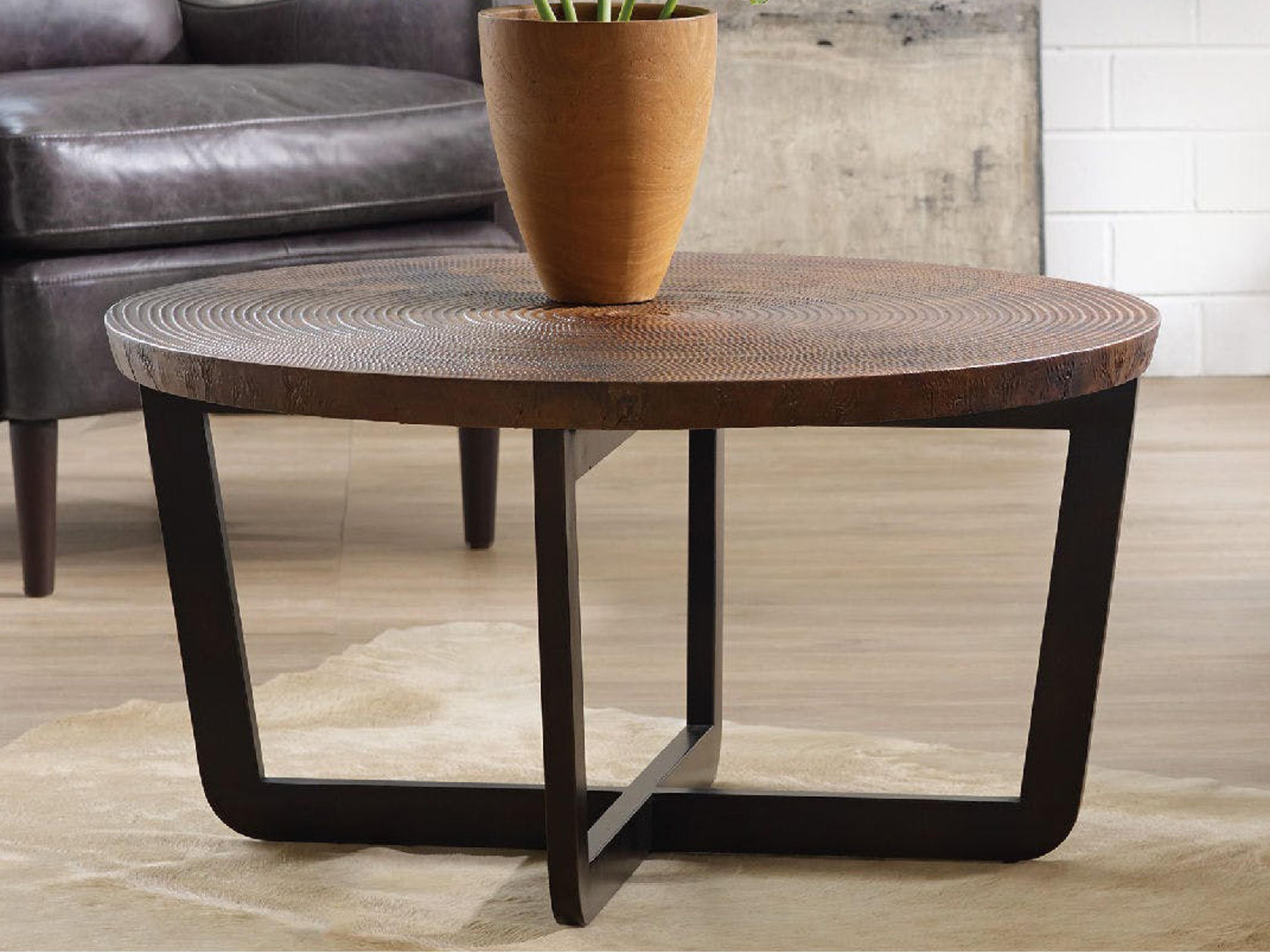 Luxecor Parkcrest Round Coppers Copper Top With Dark Metal Base Cocktail Table