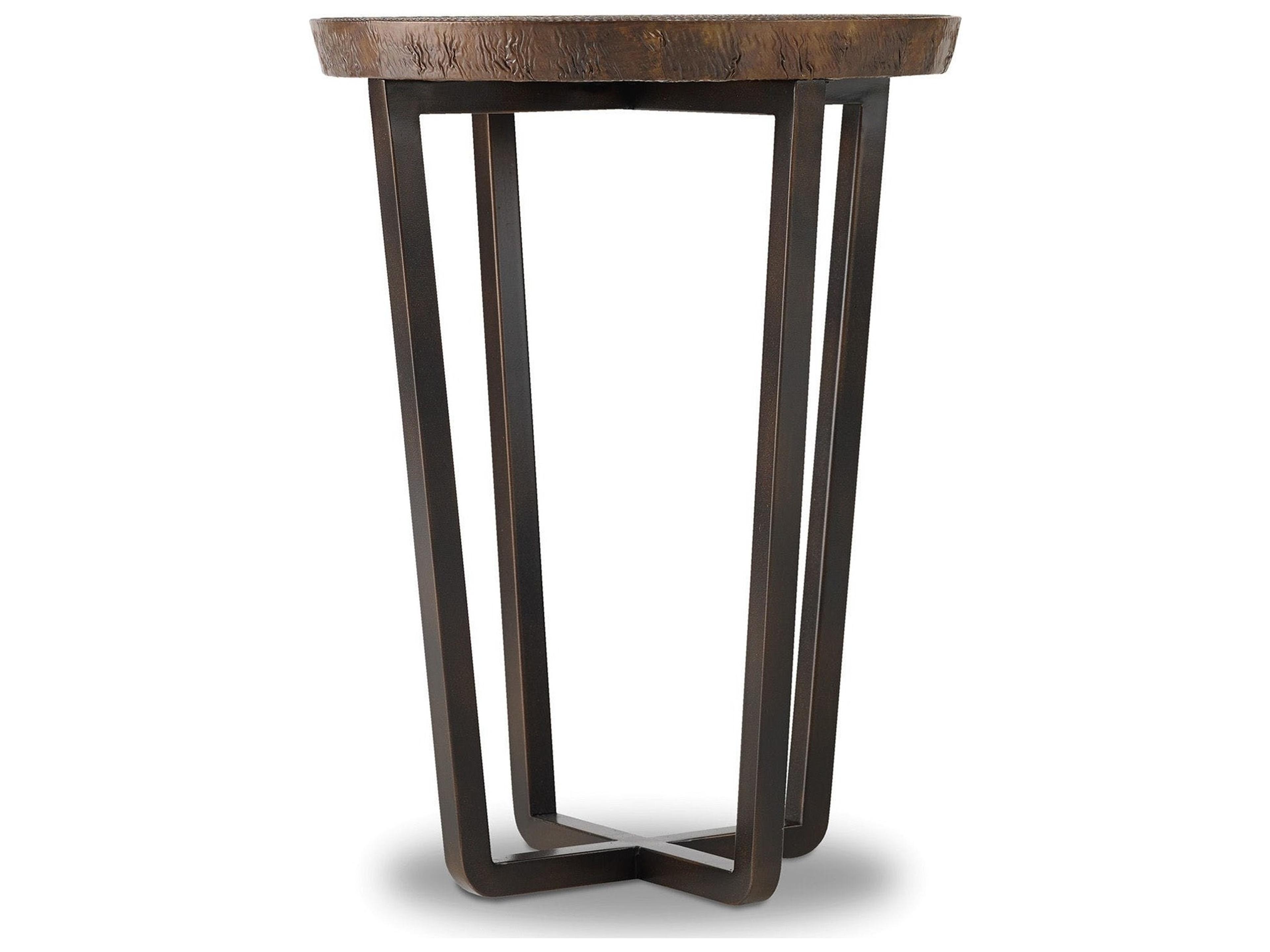 Parkcrest Martini Round Coppers Copper Top With Dark Metal Base End Table