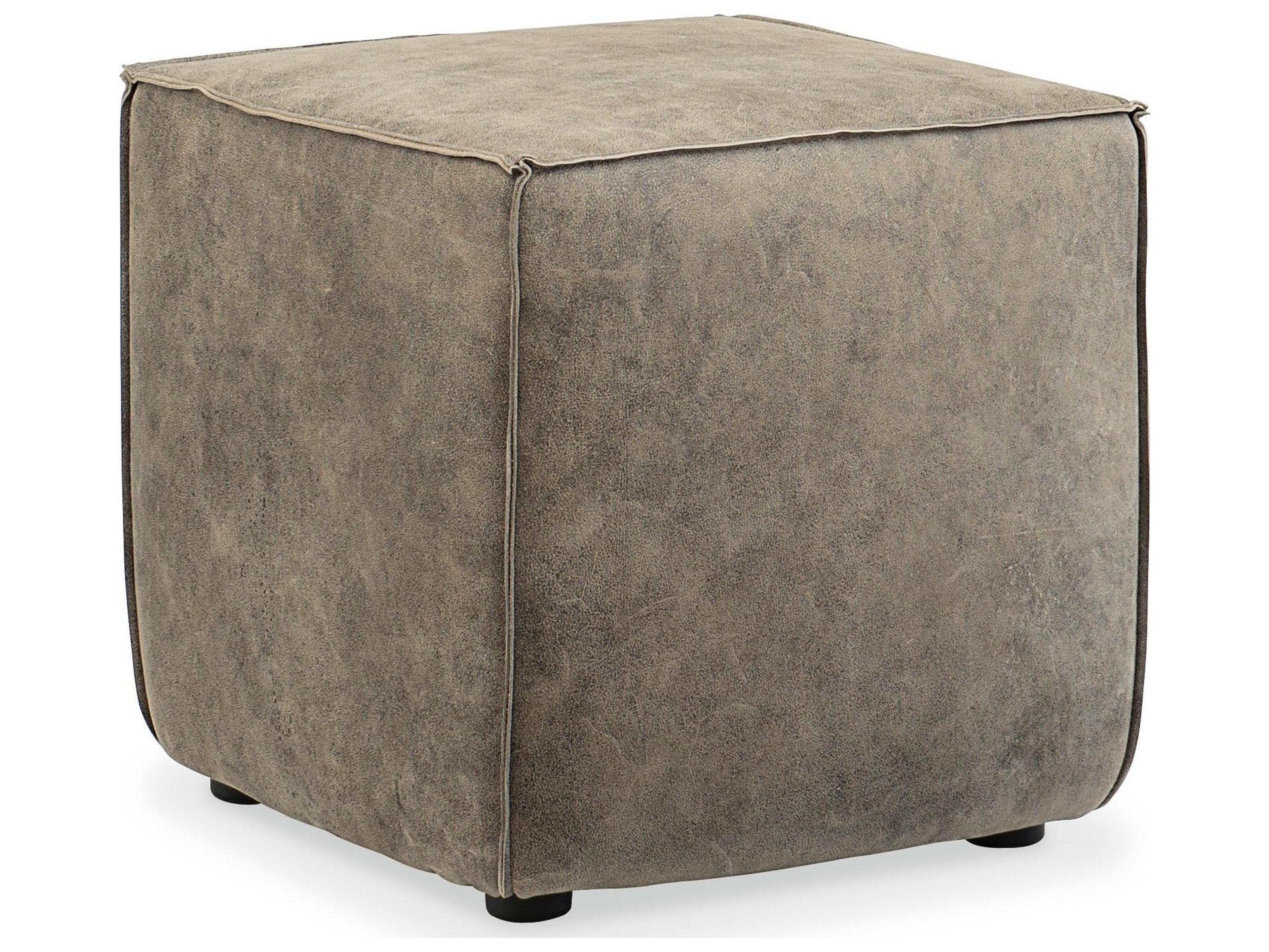 Quebert Cube Gray Leather Ottoman