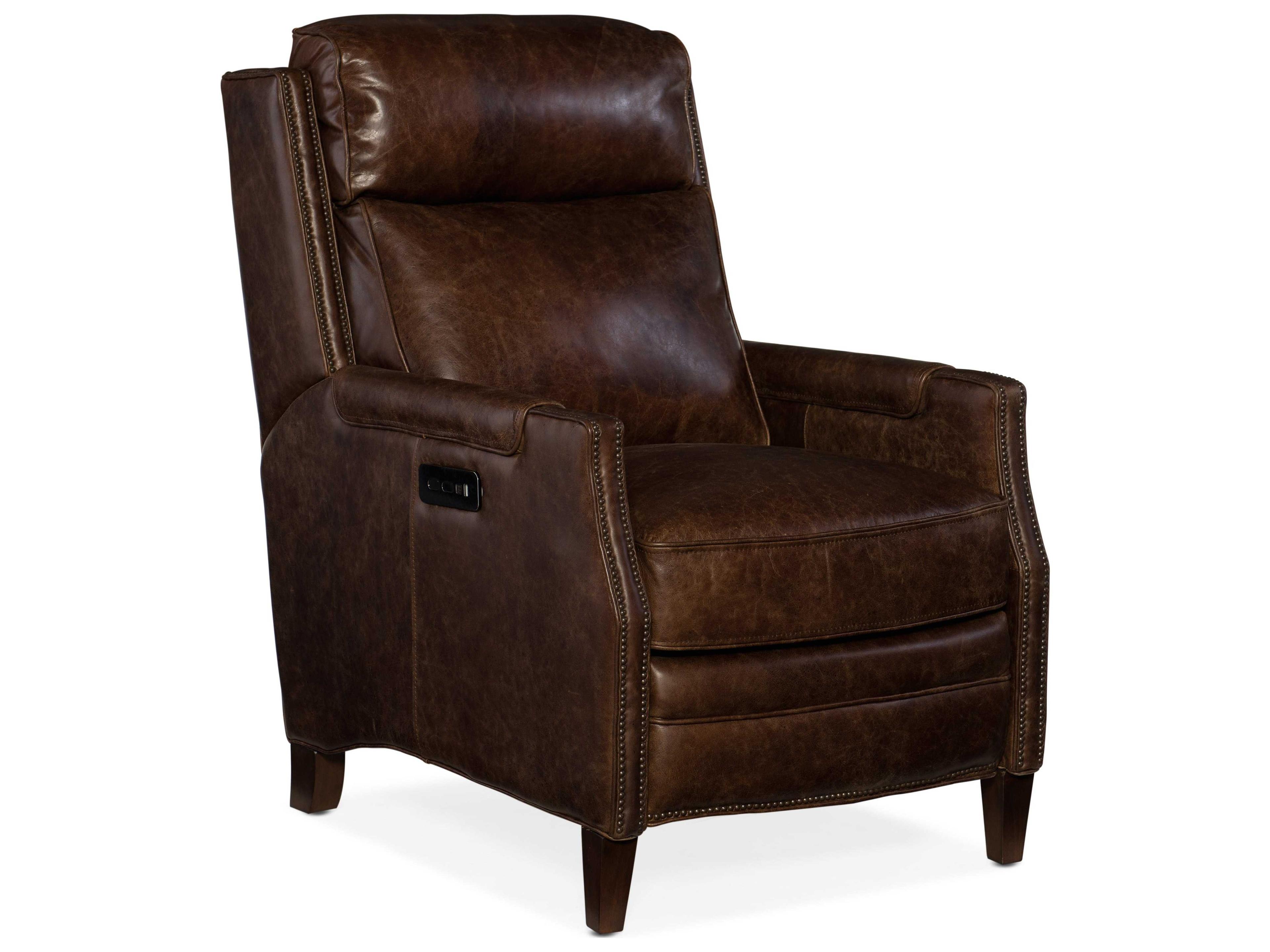 Regale Power Brown Leather Recliner with Headrest