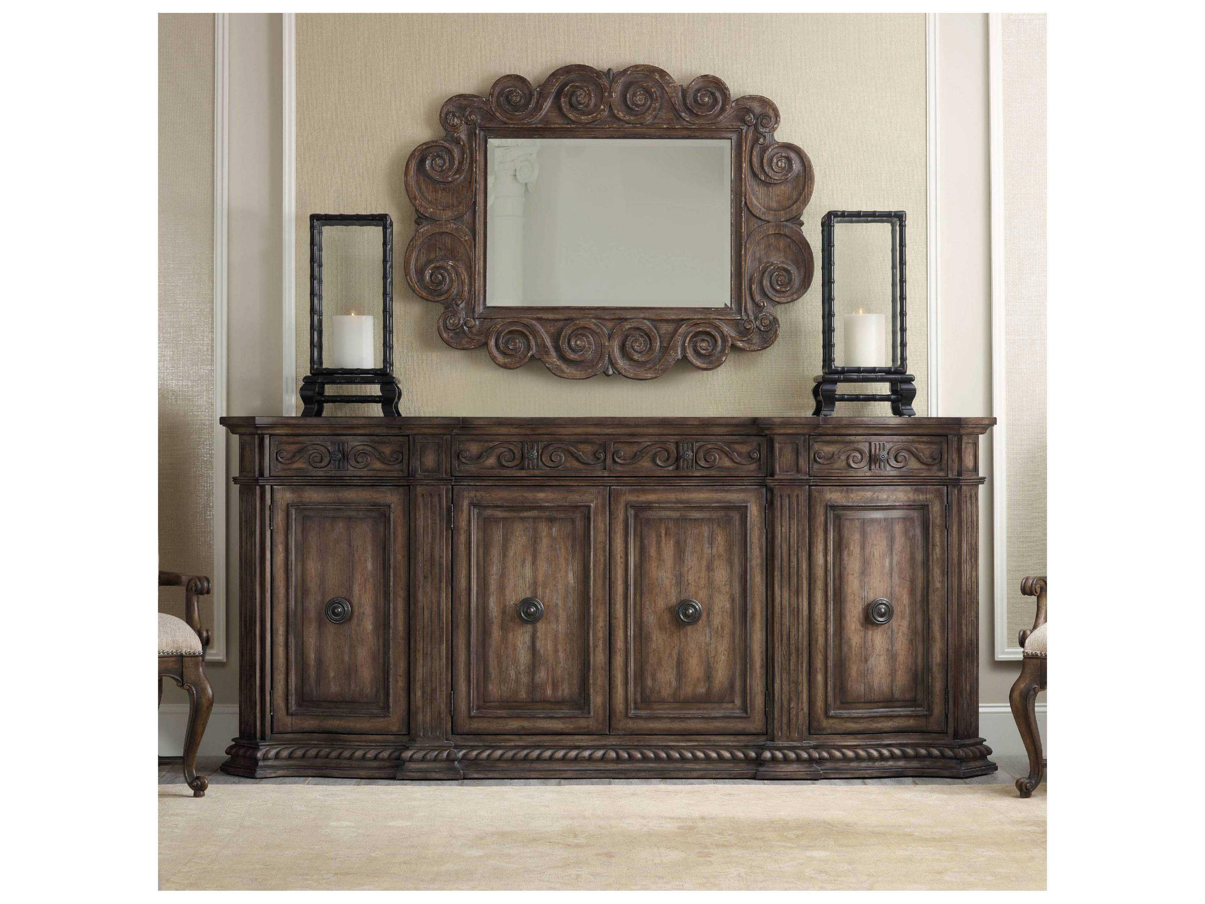 Luxecor Heritage 96" Ash Wood Walnut Colored Rustic Finish Credenza Sideboard