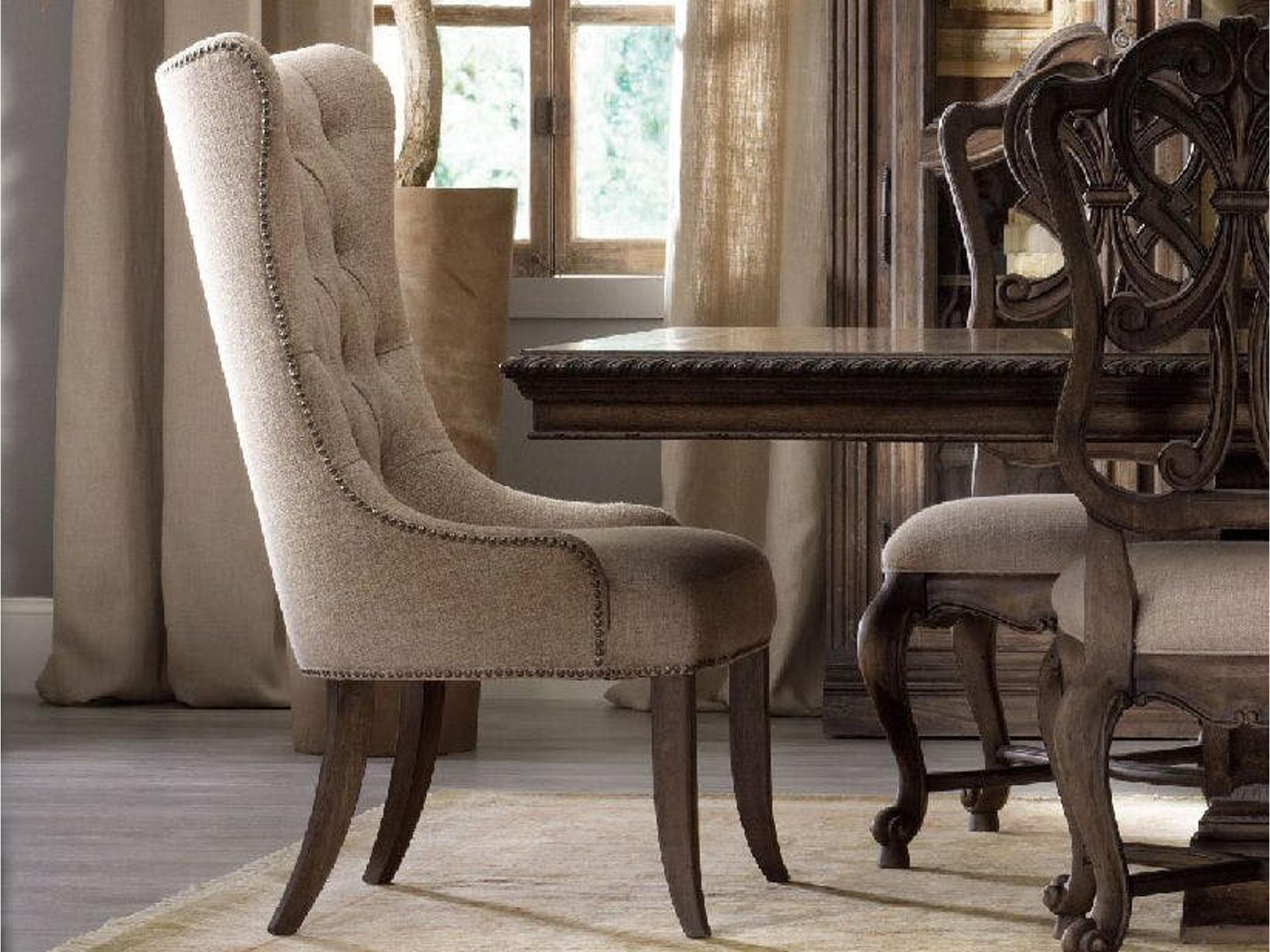 Luxecor Heritage Tufted Hardwood Beige Upholstered Side Dining Chair