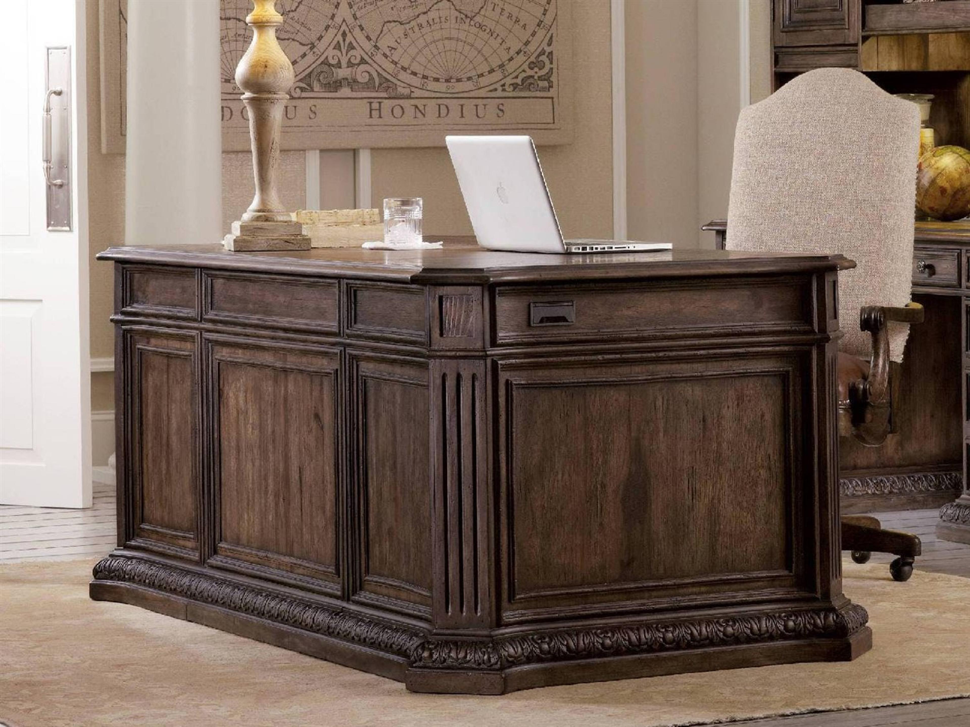 Luxecor Heritage Walnut Ed Rustic Wood Brown Ash Executive Desk