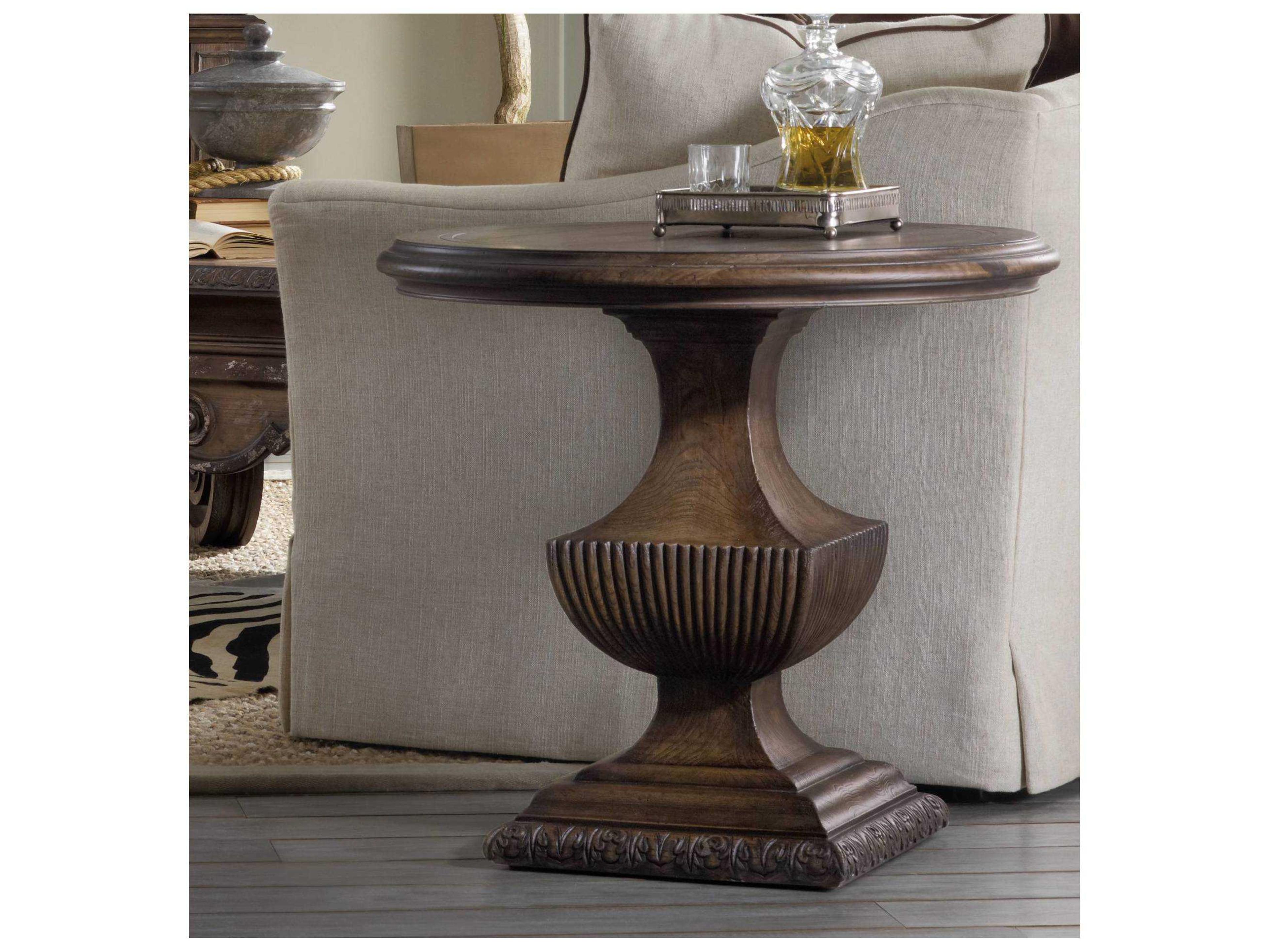 Luxecor Heritage Urn Pedestal Brown Hardwood Nightstand