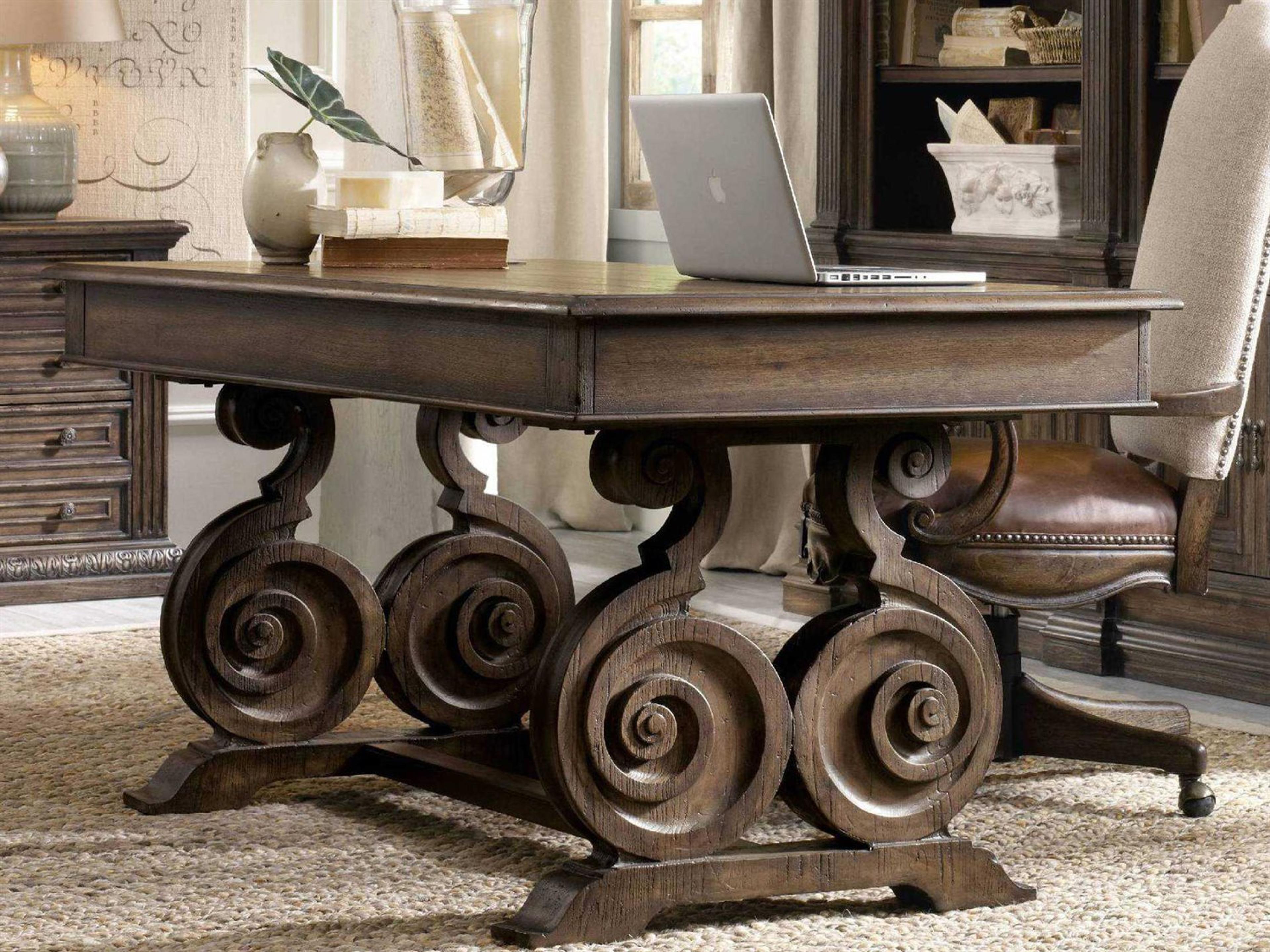 Luxecor Heritage Walnut Ed Rustic Wood Brown Ash Writing Desk