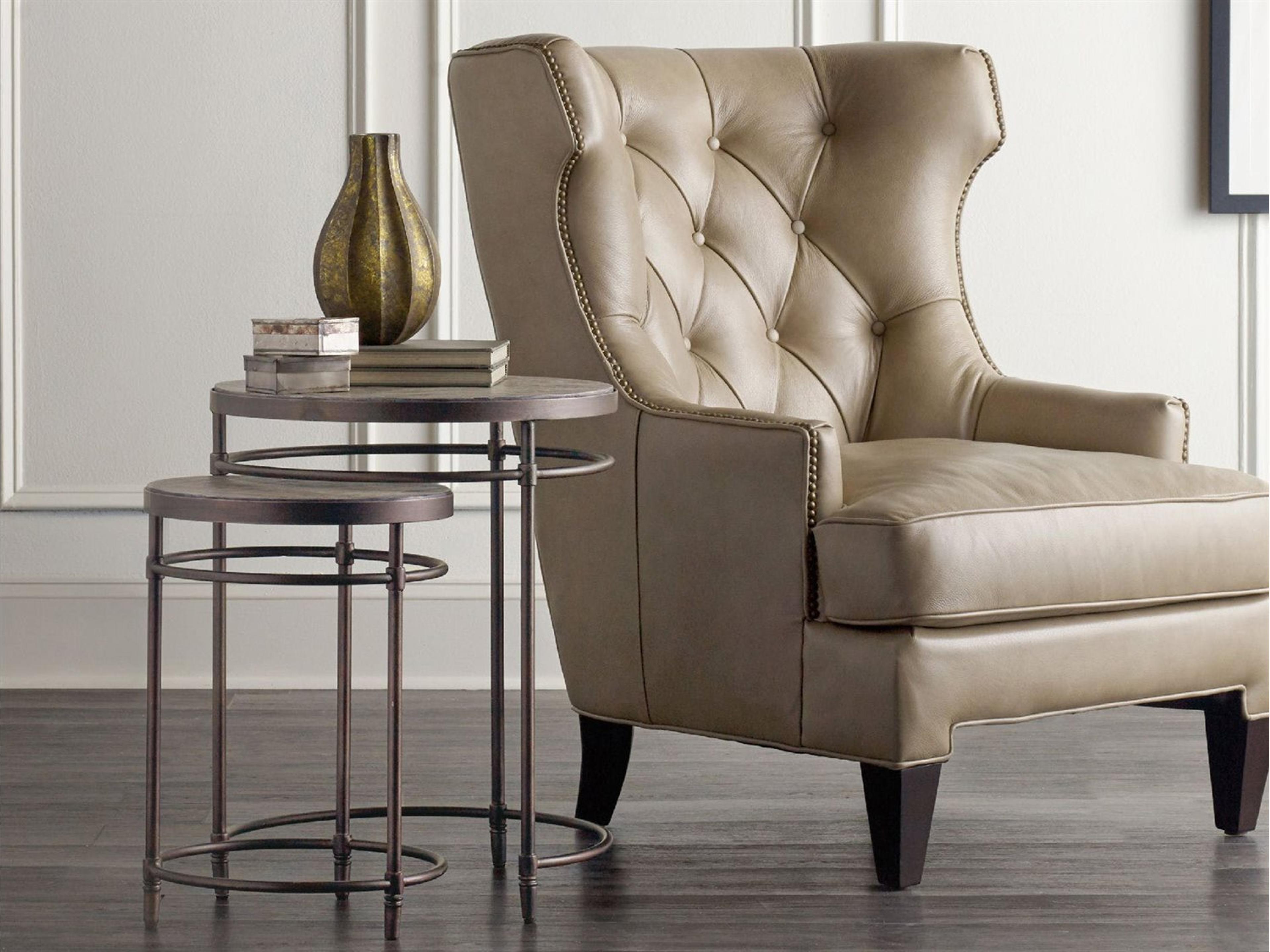 Luxecor Saint Round Wood Light Natural Antique Bronze End Table