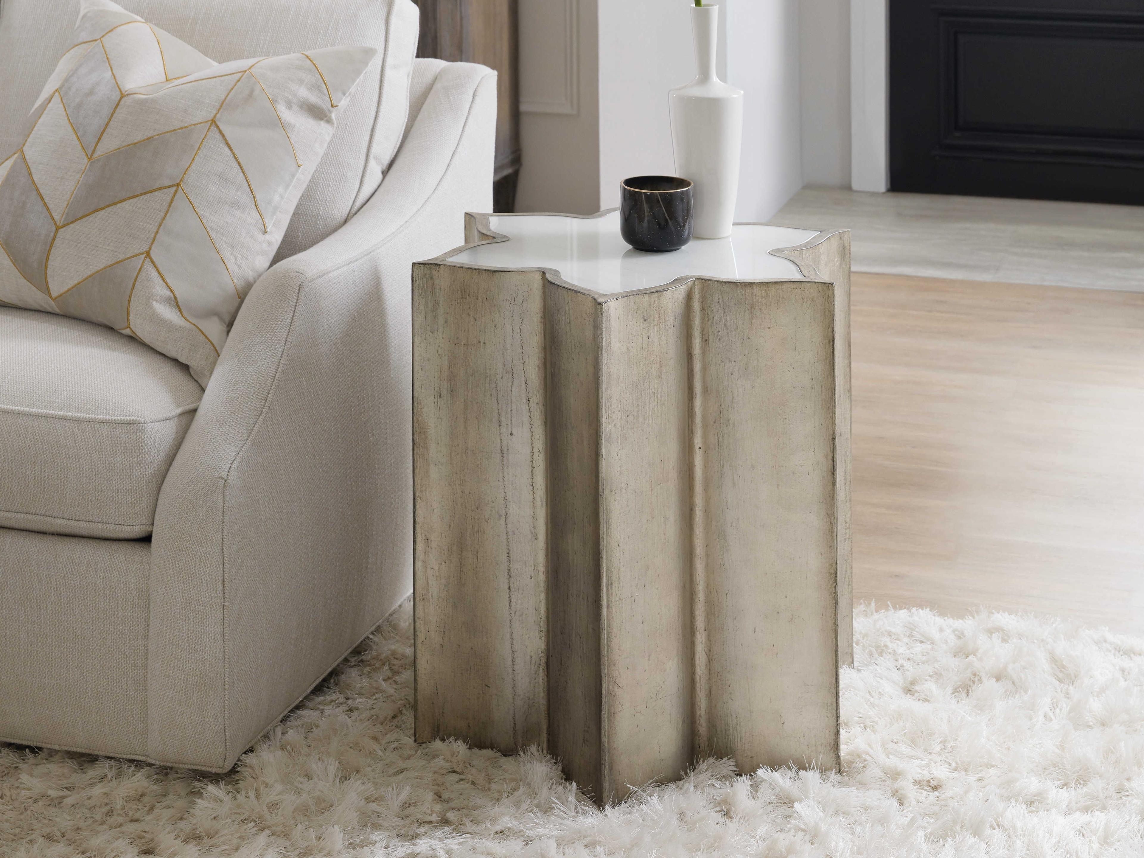 Luxecor Heritage C Est La Vie Glass Silver End Table