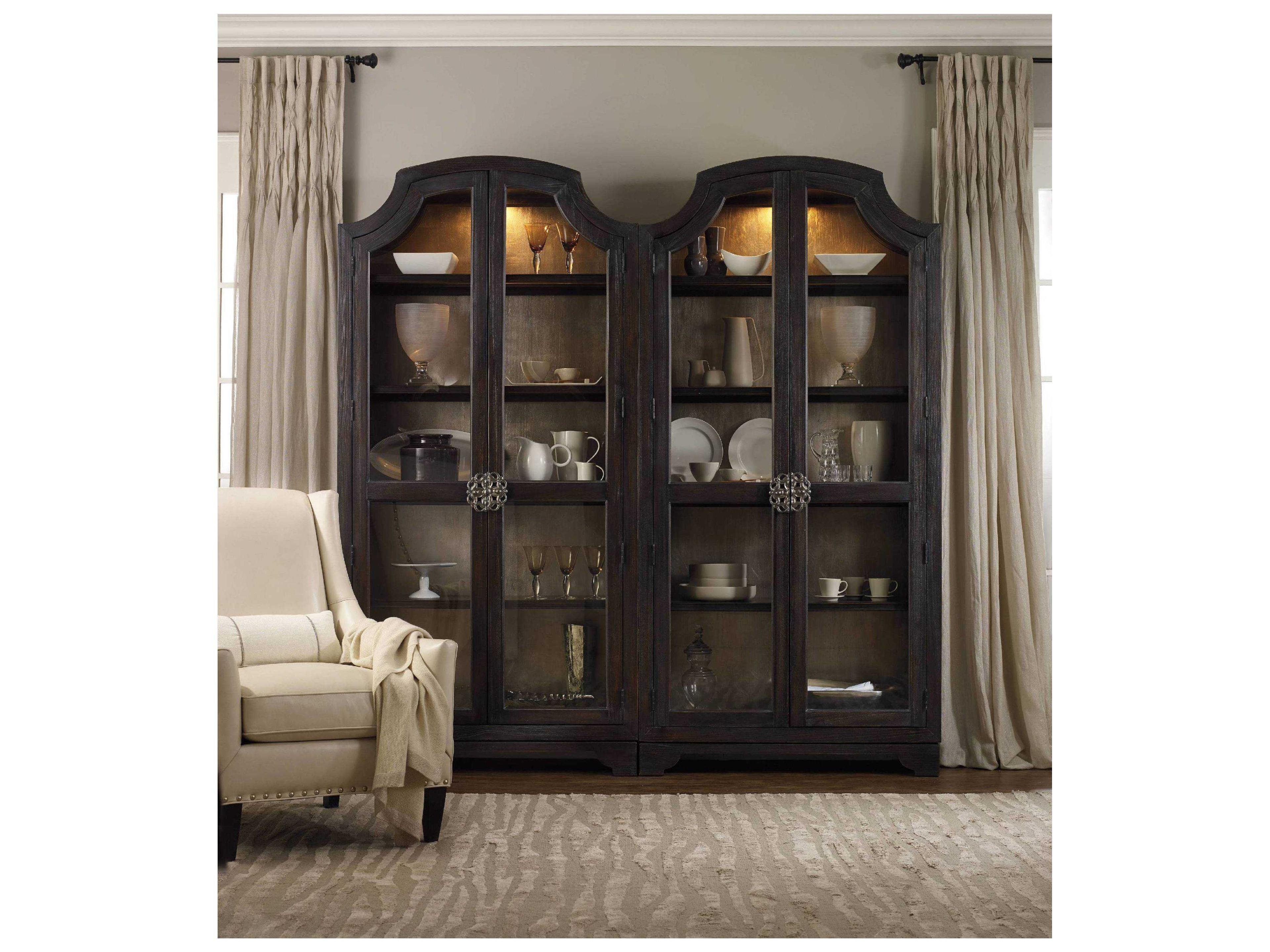 Hooker Furniture Sanctuary Hardwood Ebony Antiqued Oak Curio Display Cabinet