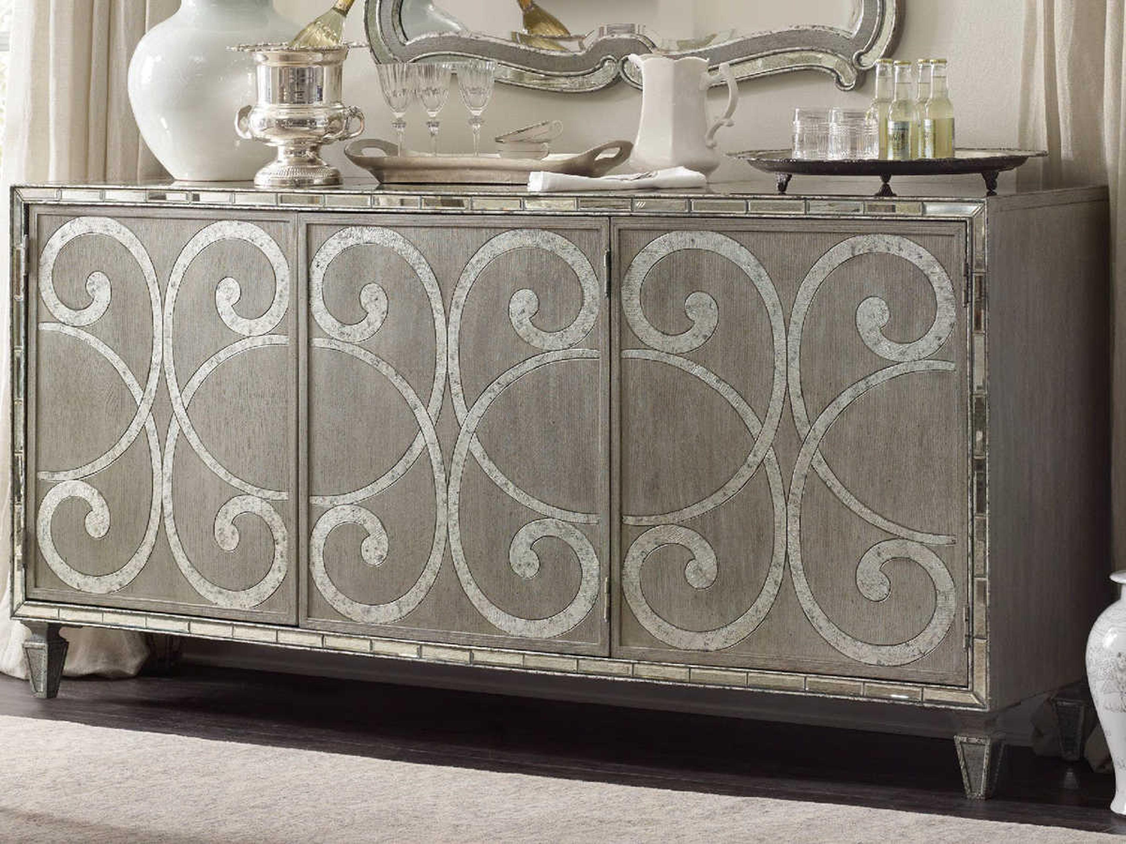 Luxecor Heritage 78" Hardwood Greige With Shimmer On Oak Sideboard