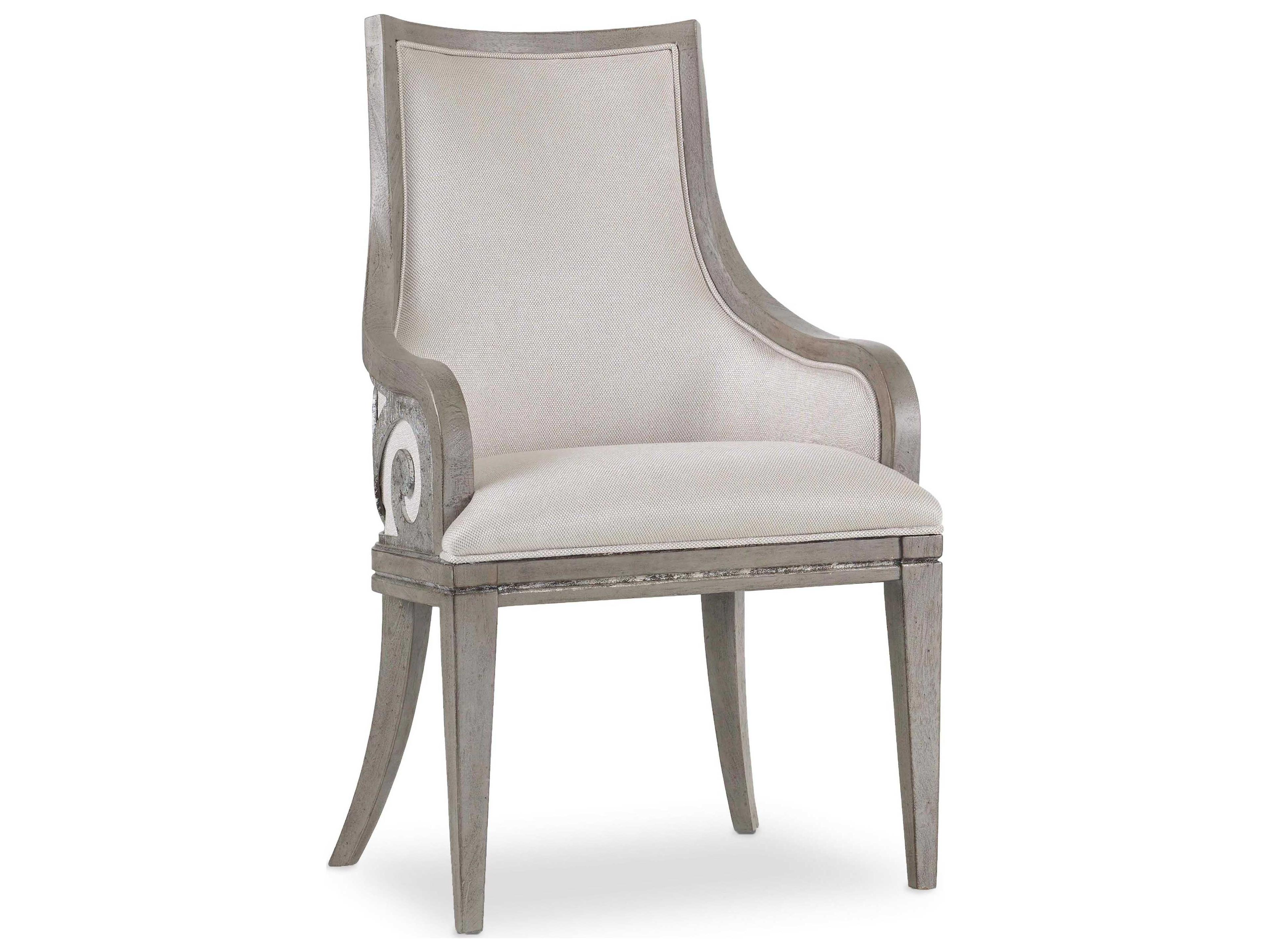 Sanctuary Hardwood Gray Upholstered Arm Dining Chair