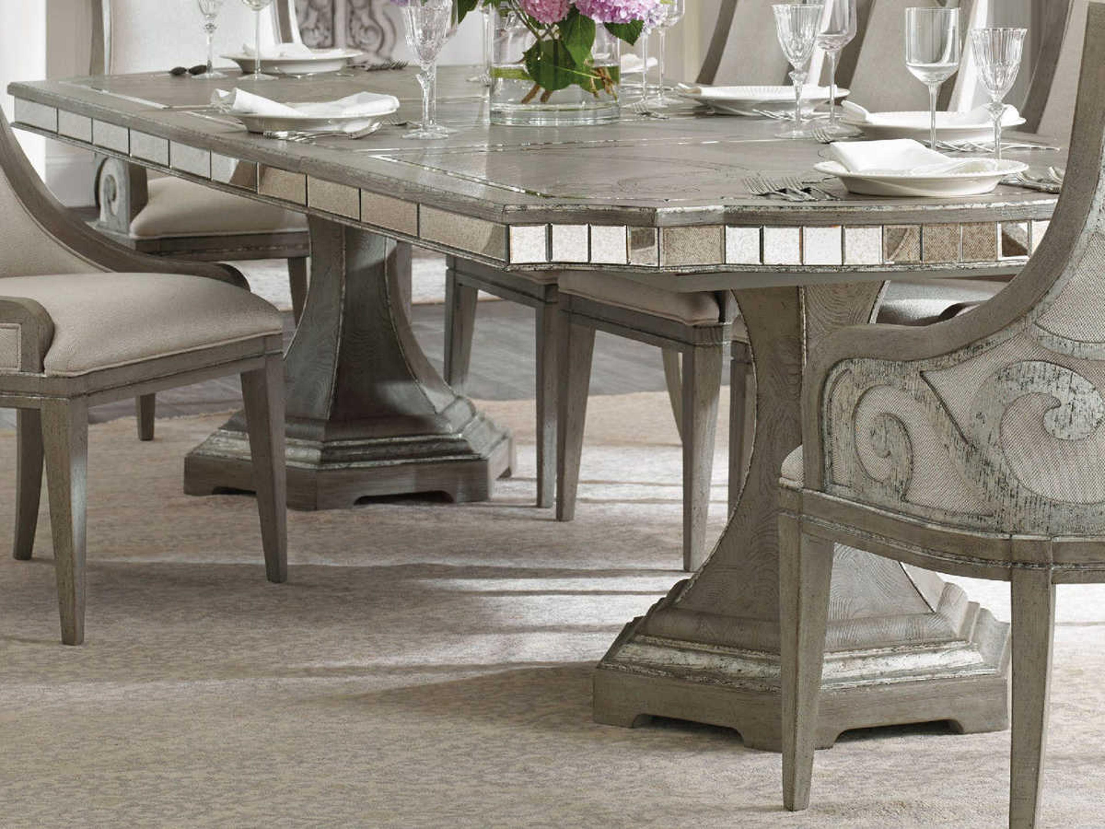 Luxecor Heritage Rectangular Wood Greige With Shimmer On Oak Dining Table