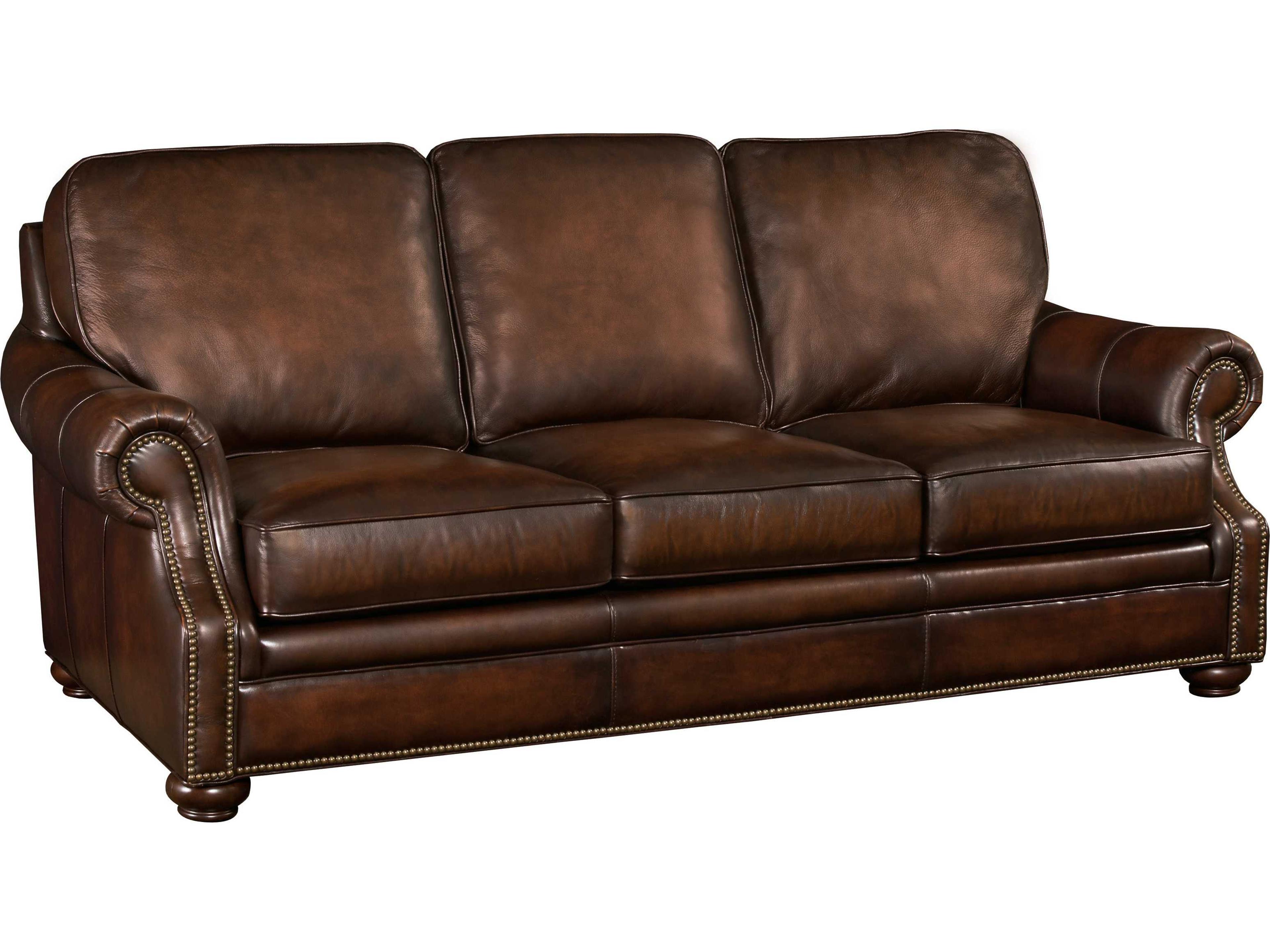 Sedona Chateau Dark Wood Brown Leather Sofa