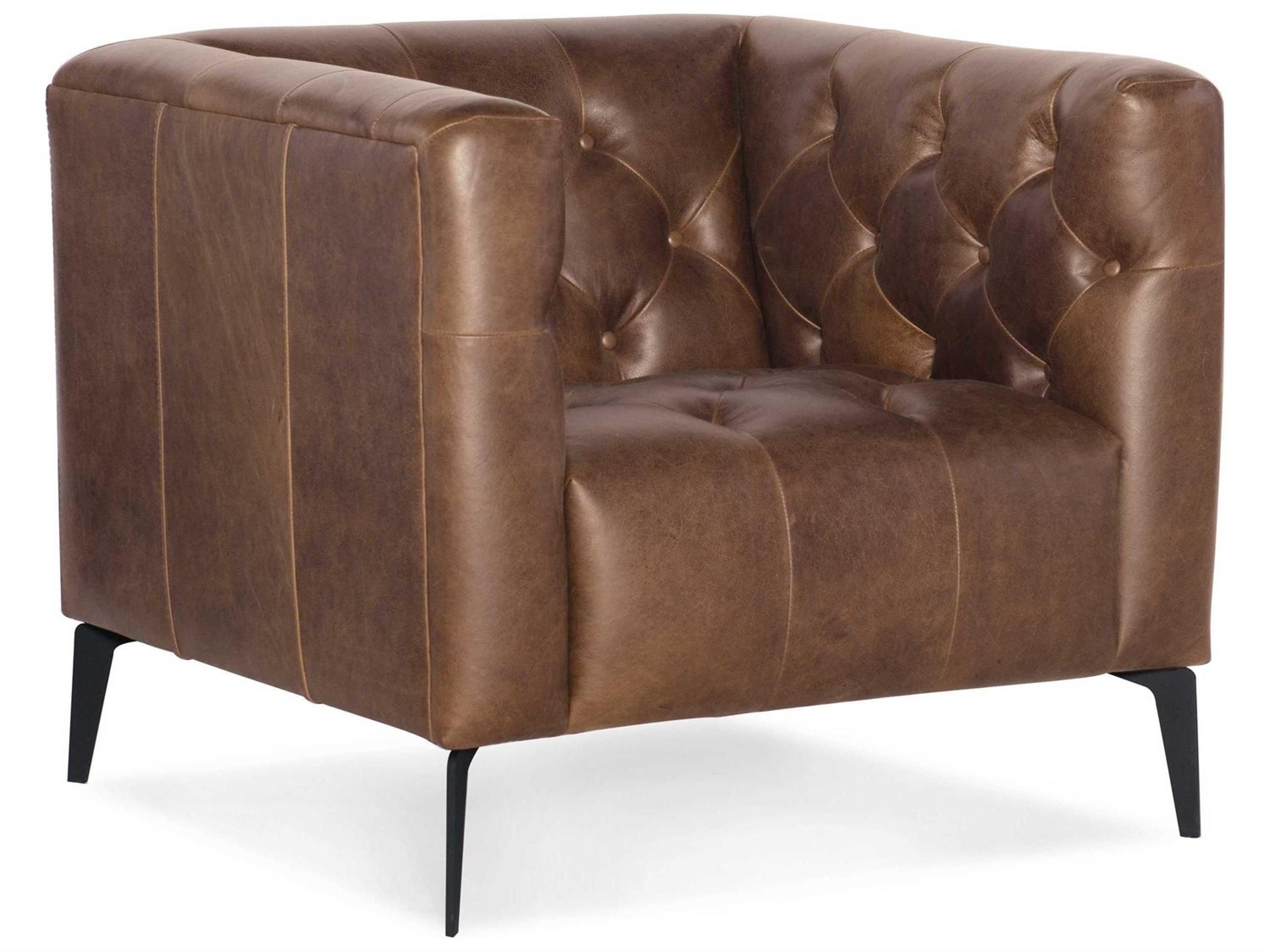 Hooker Furniture Nicolla Brown Leather Tufted Accent Chair