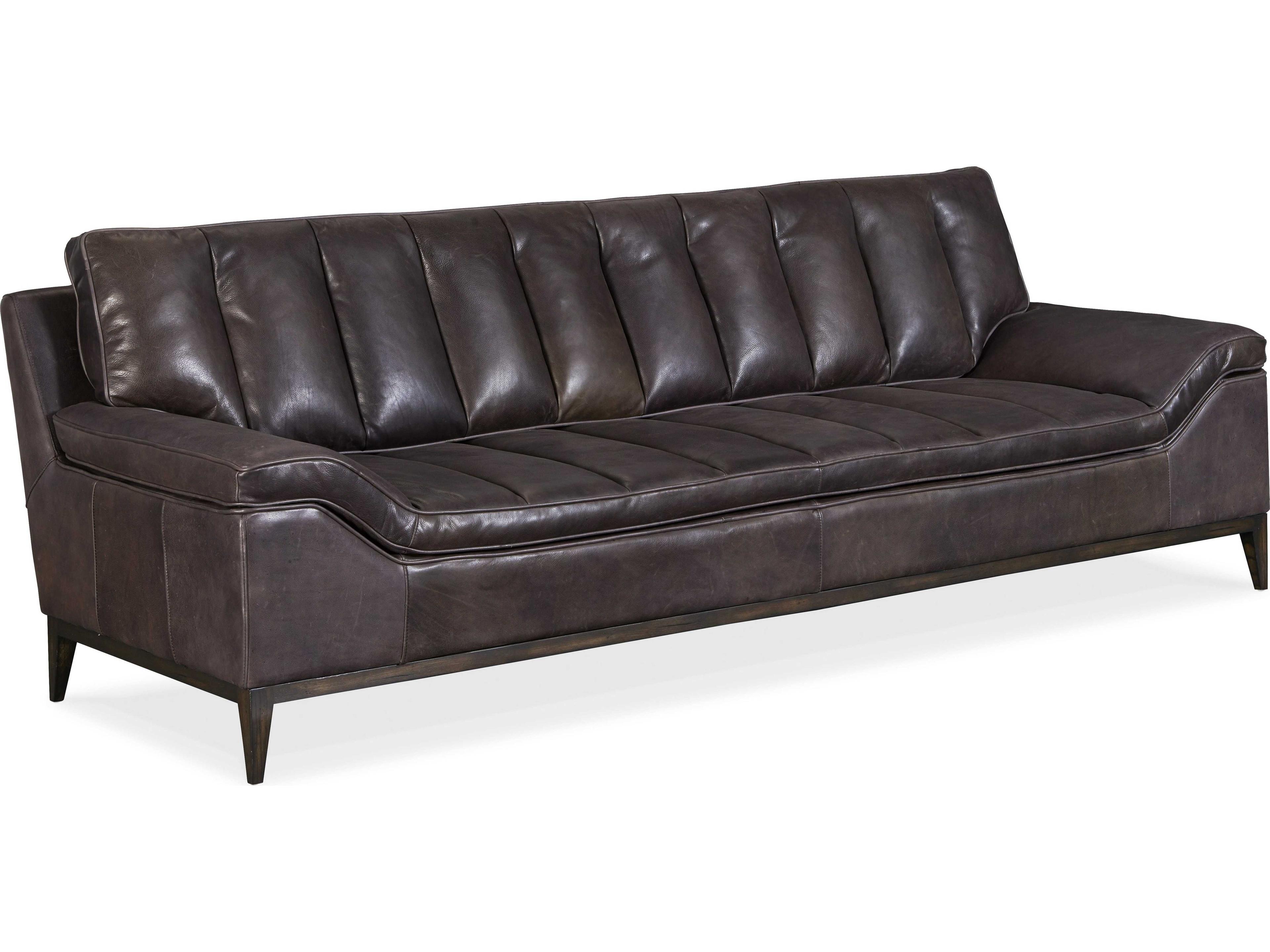 Luxecor Kandor Dark Wood Gray Leather Sofa