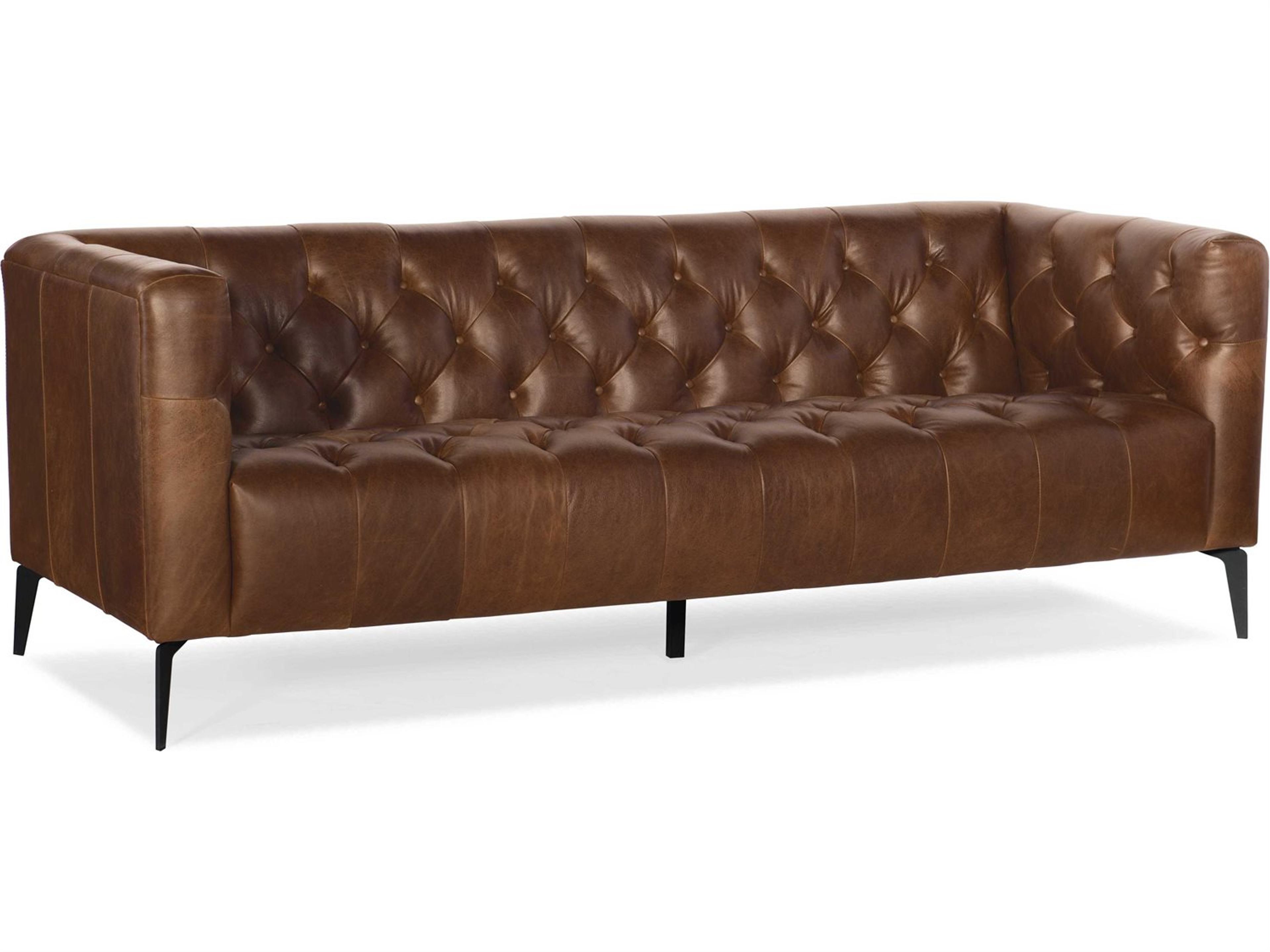 Nicolla Tufted Saddlebag Lodge Black Brown Leather Sofa