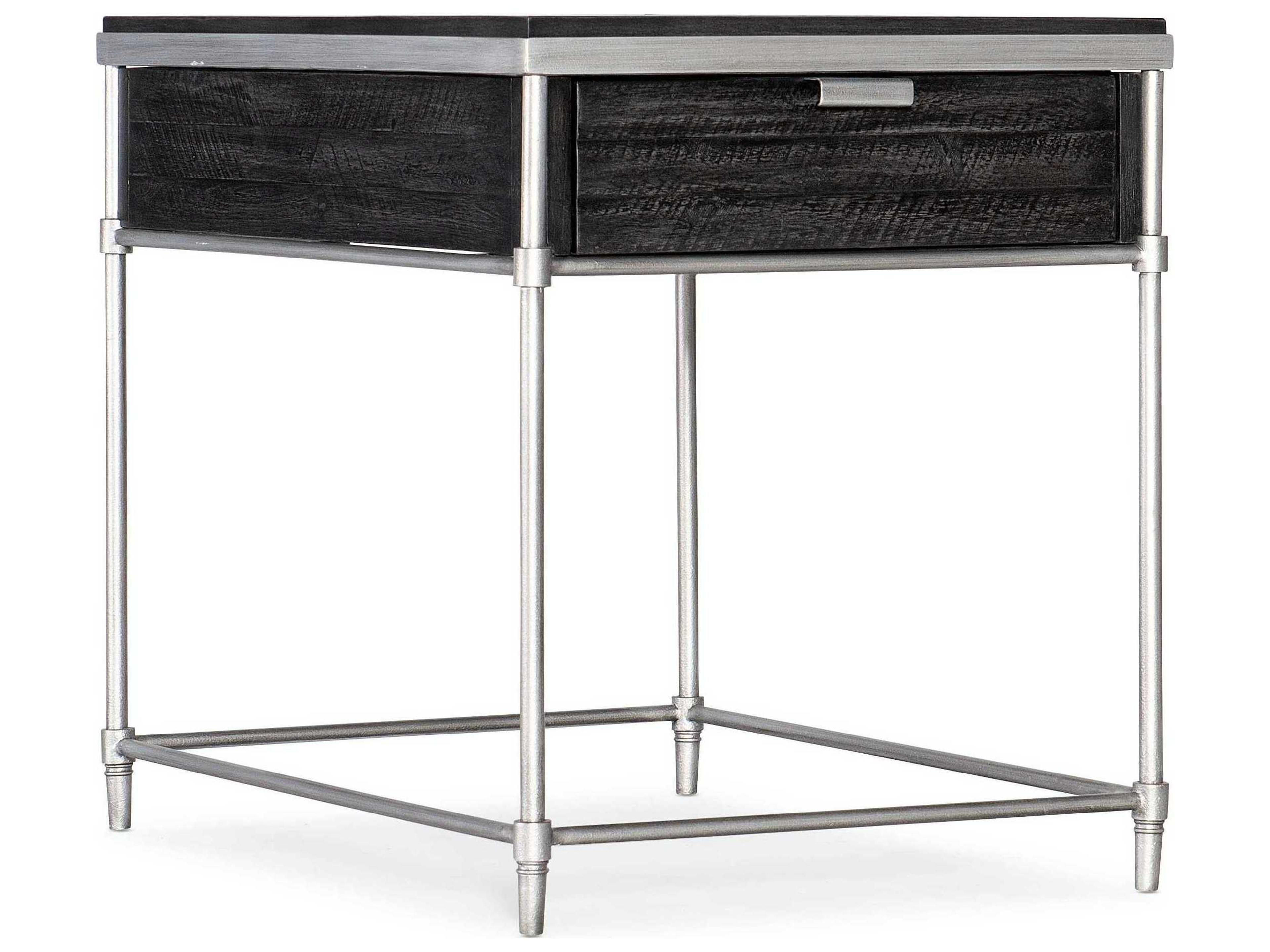 St Armand Rectangular Wood Black Brushed Pewter End Table