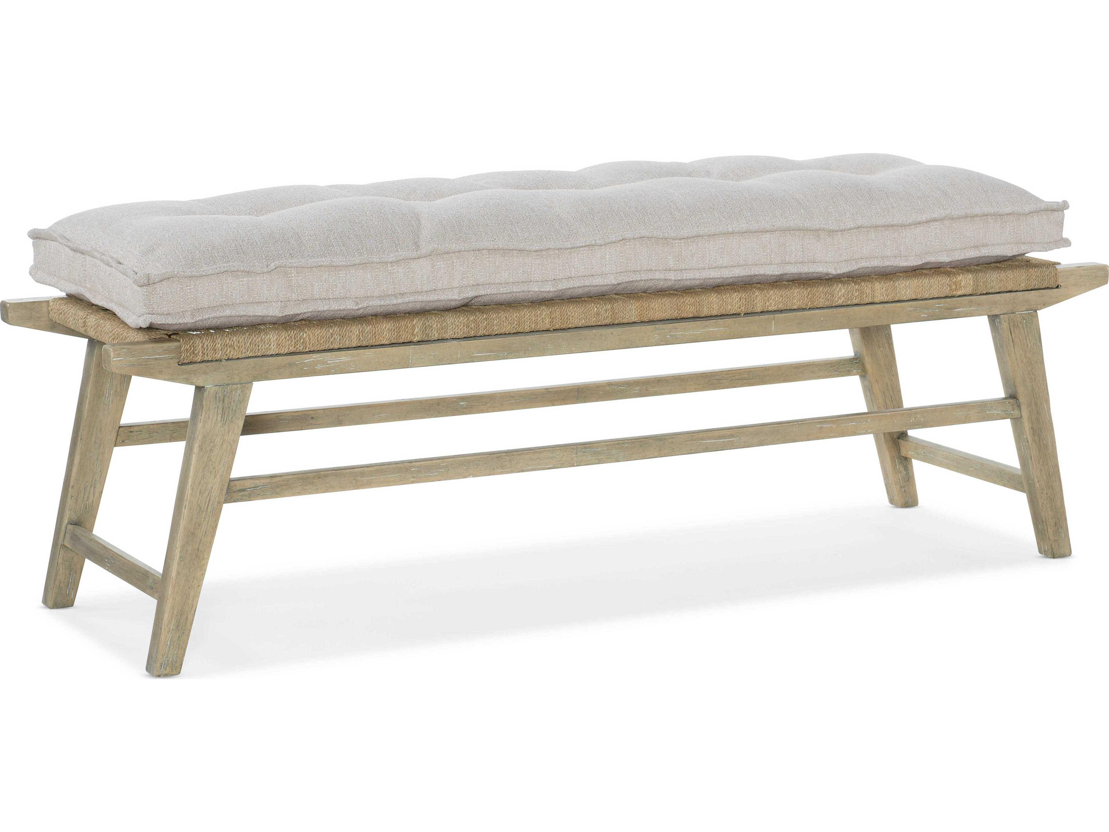 Surfrider Zuri Cream Driftwood Brown Upholstered Accent Bench