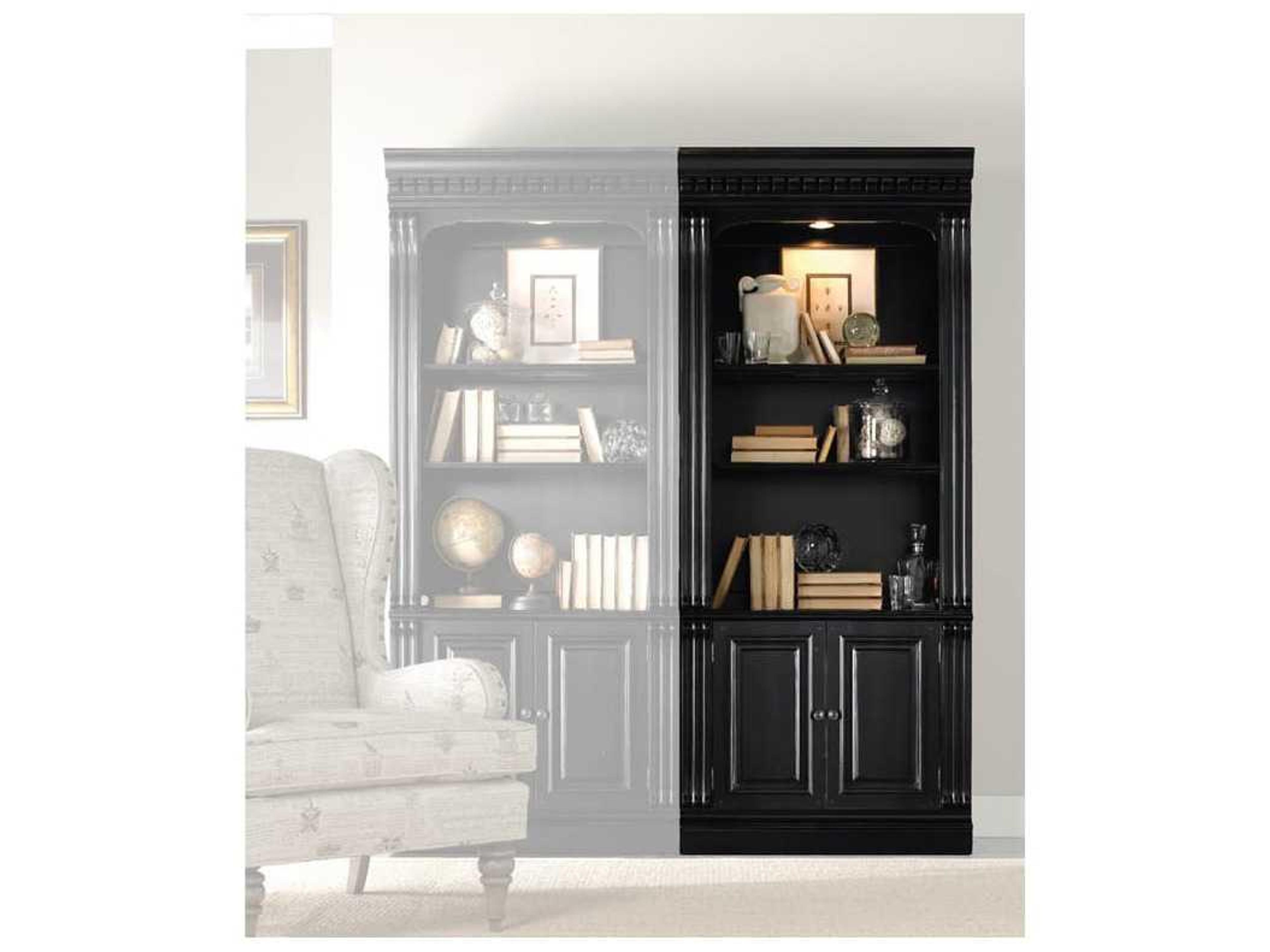Telluride Bunching Bookcase with Doors in Black Finish