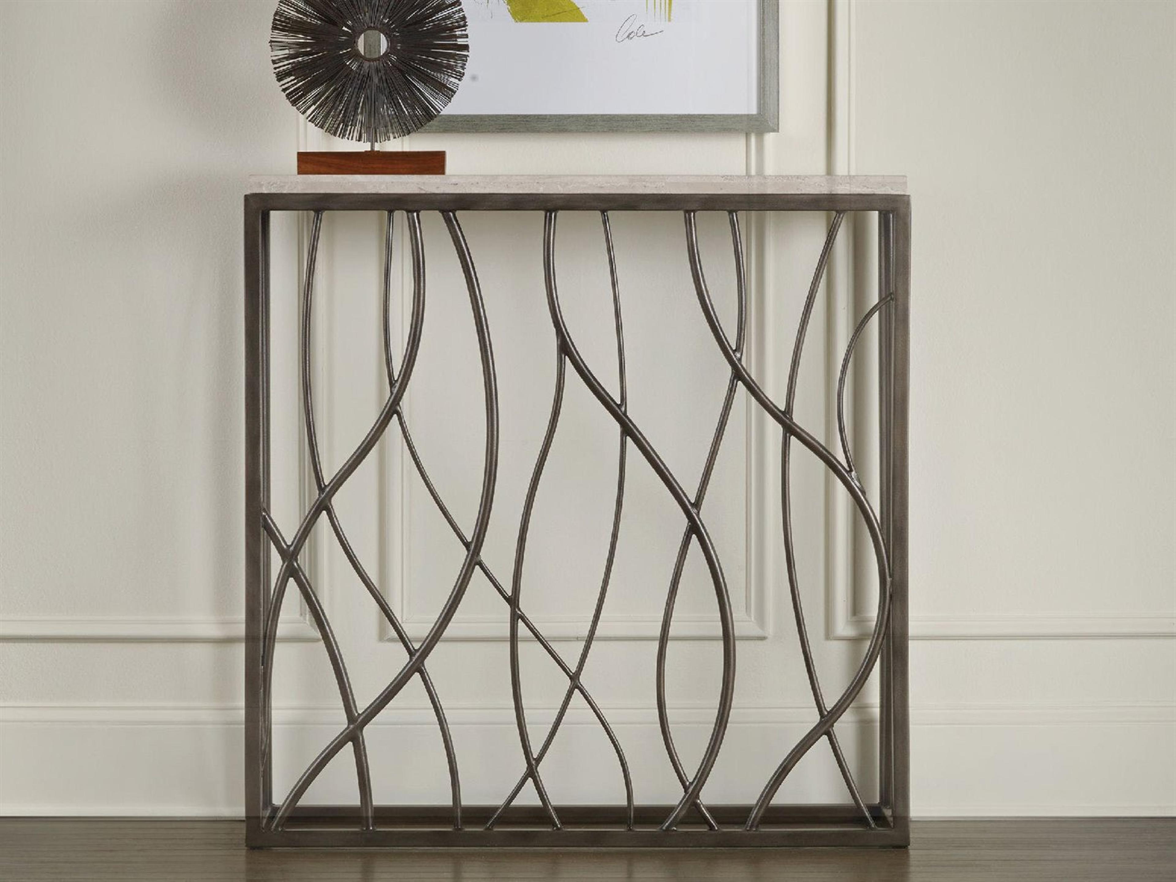 Luxecor Thin Metal Rectangular Marble Console Table