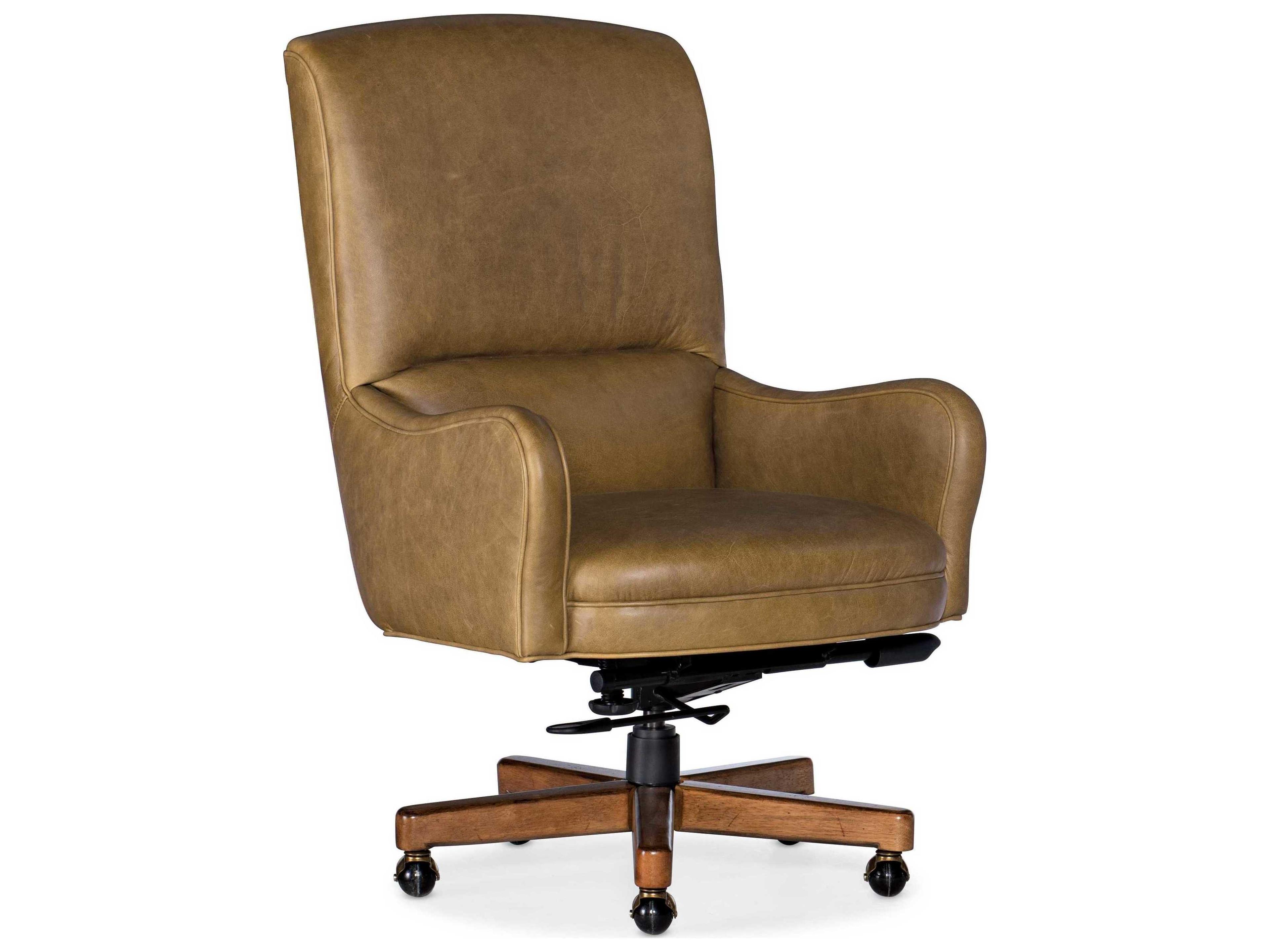 Brown Leather Adjustable Swivel Tilt Executive Desk Chair