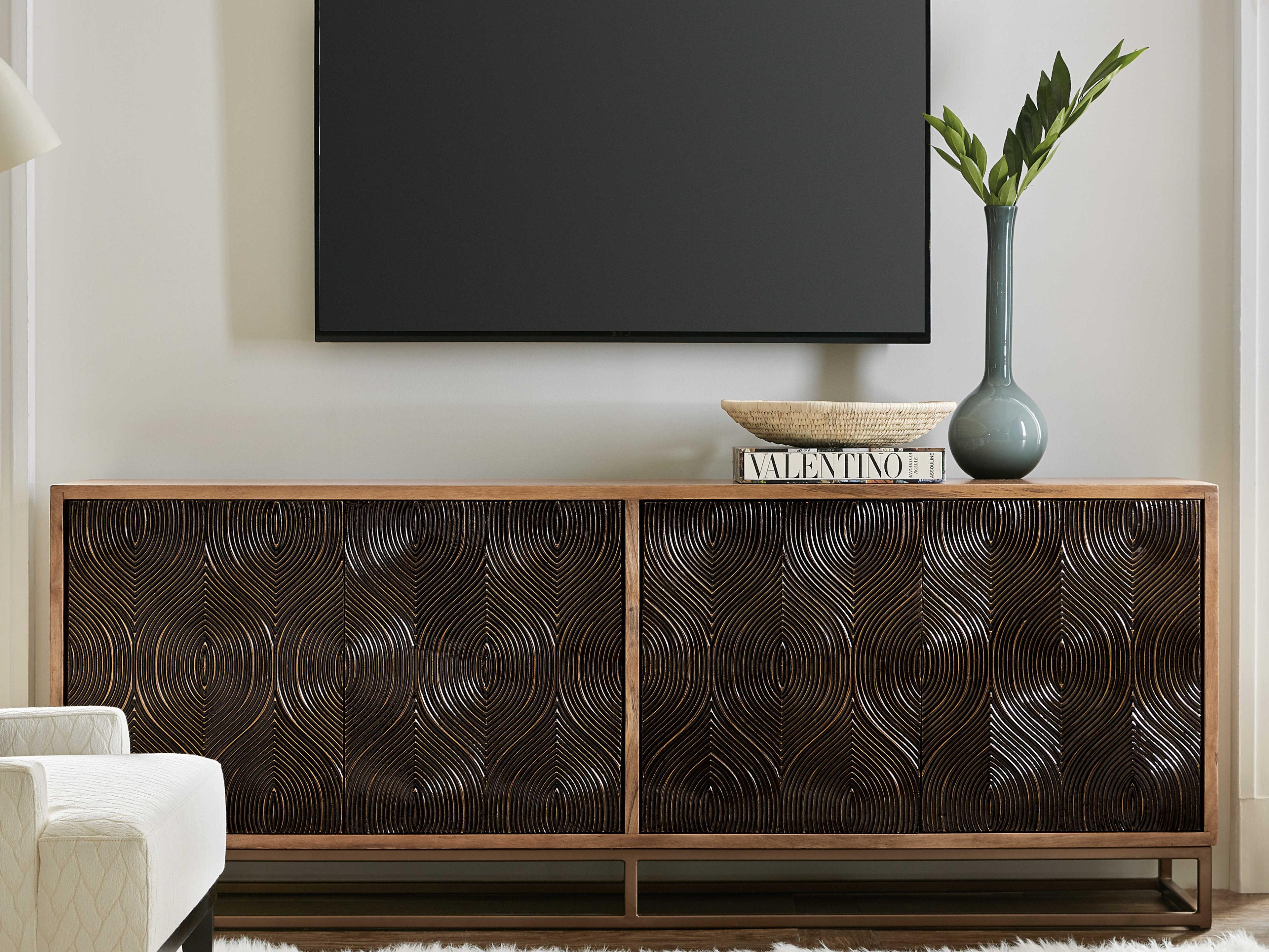 Luxecor Swirl Door 86" Mango Wood Media Console