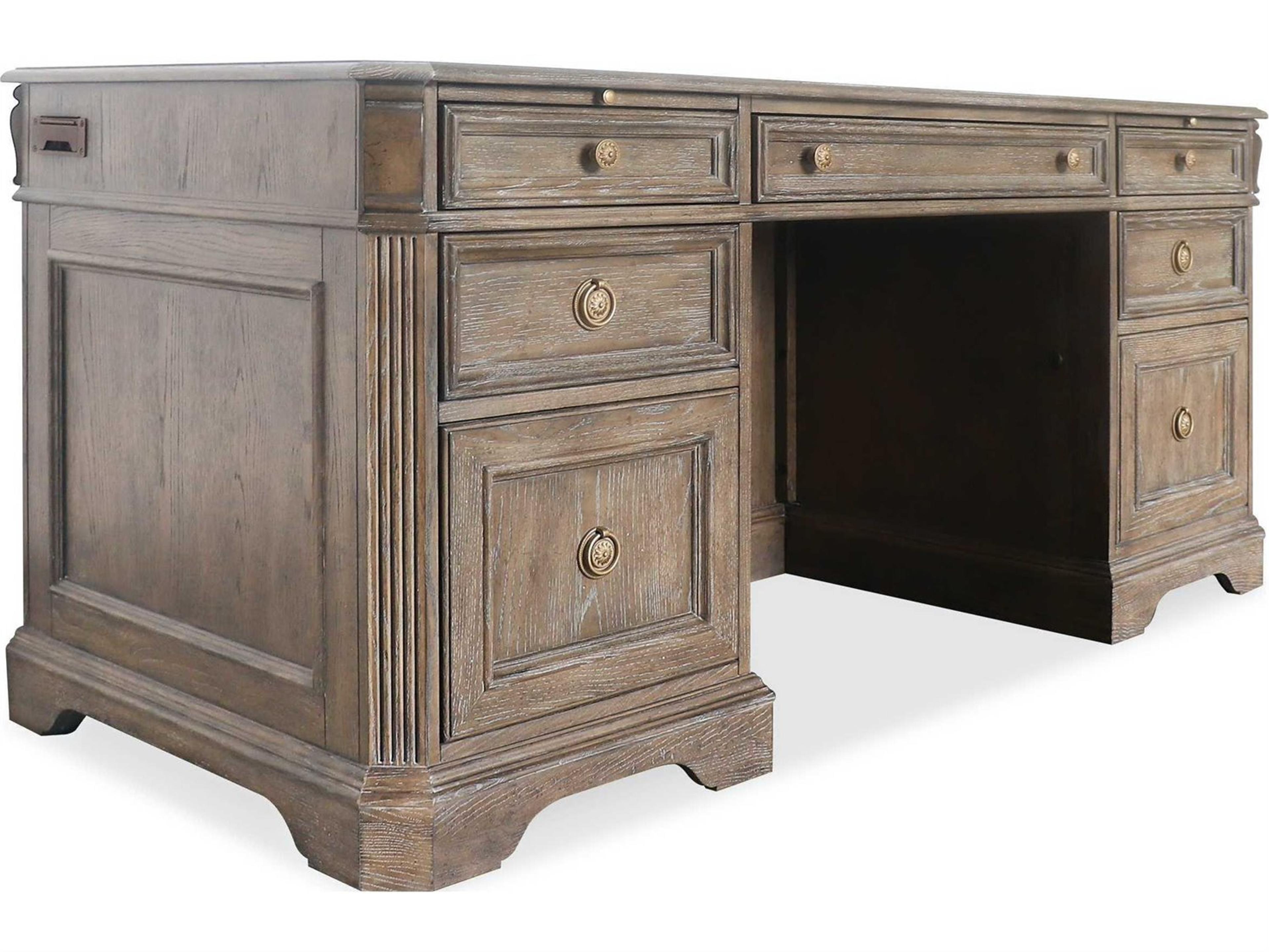 Work Your Way Sutter Junior Claro Champagne Brown Oak Wood Executive Desk