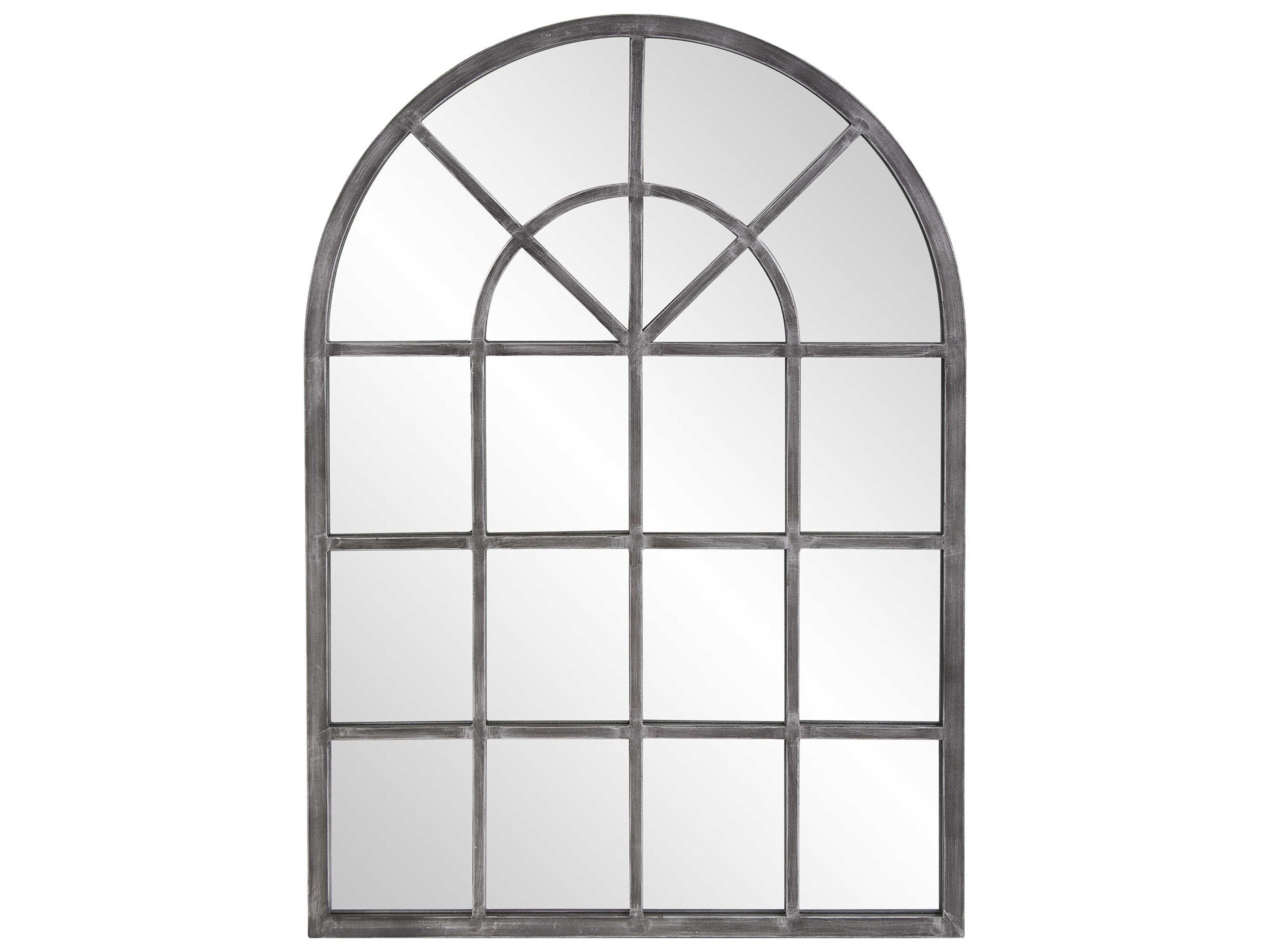 Fenetre Antique Silver Arched Wall Mirror