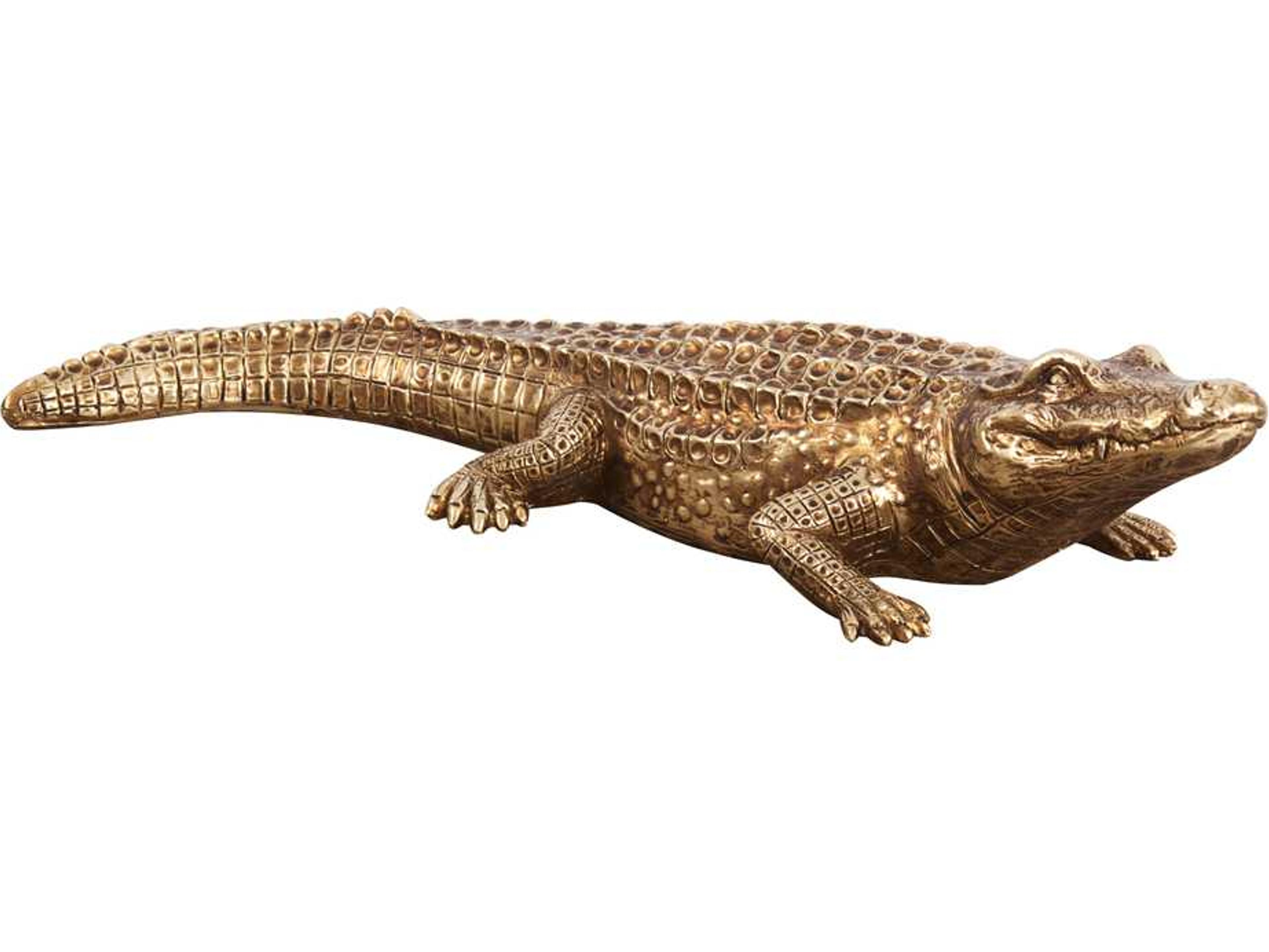 Howard Elliott Antiqued Gold Crocodile Sculpture