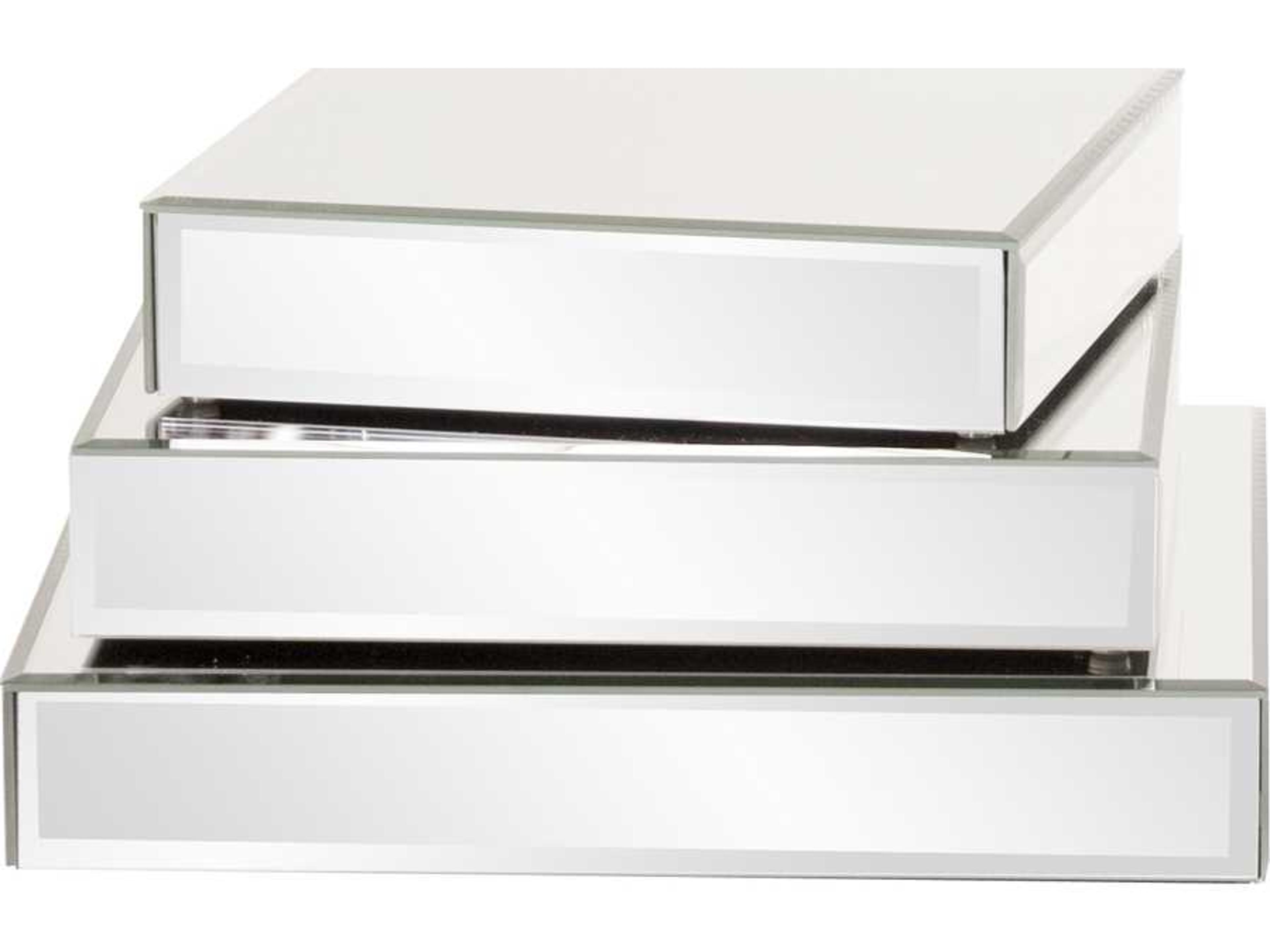 Mirrored White Display Piece Mirror Platforms Set of 3