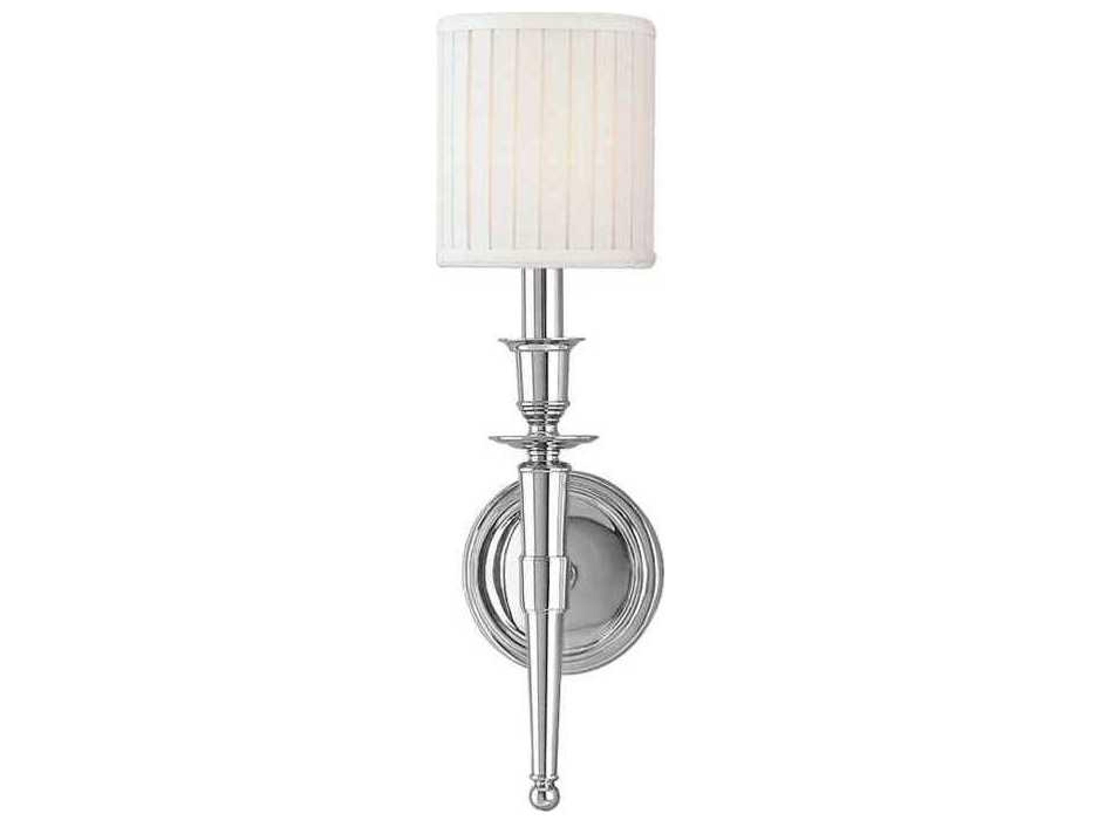 Abington 1-Light Polished Nickel Off White Wall Sconce