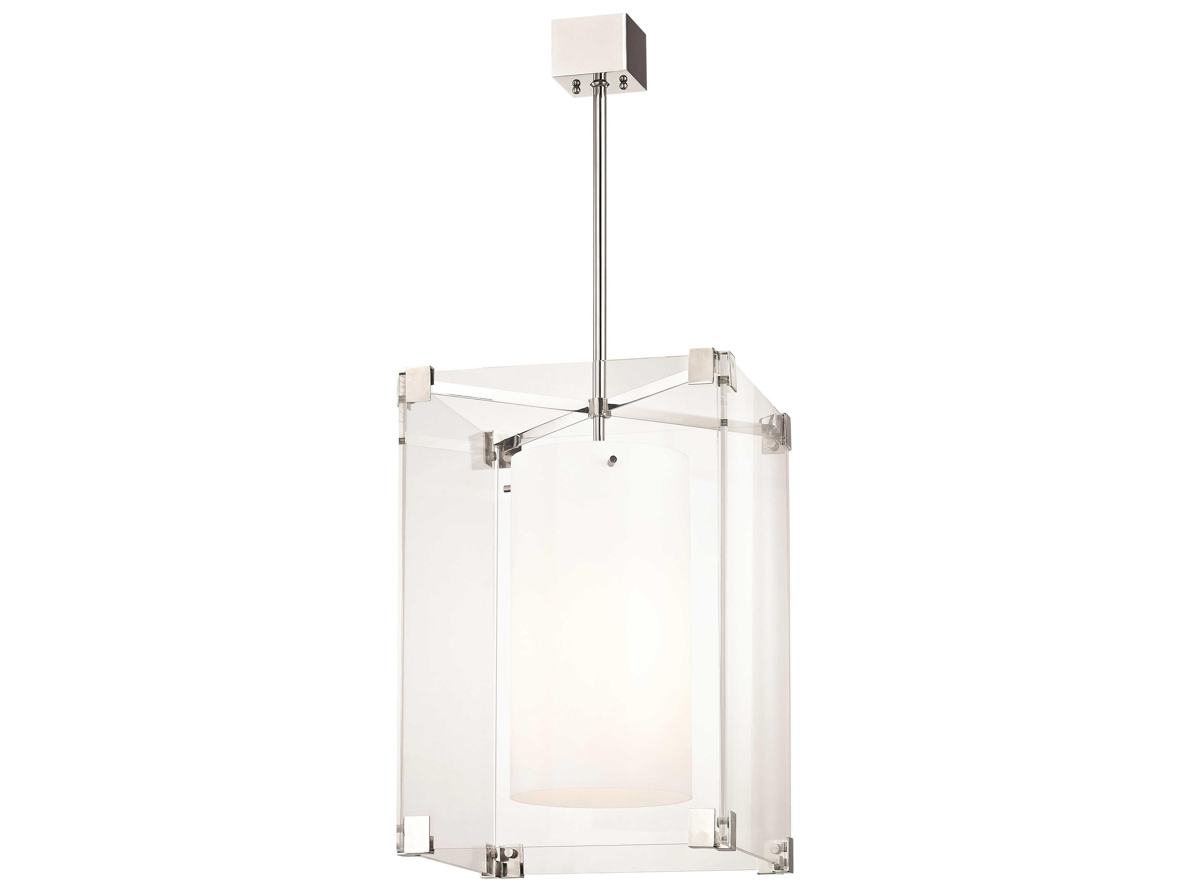Achilles 3-Light Polished Nickel Clear Glass Cylinder Pendant
