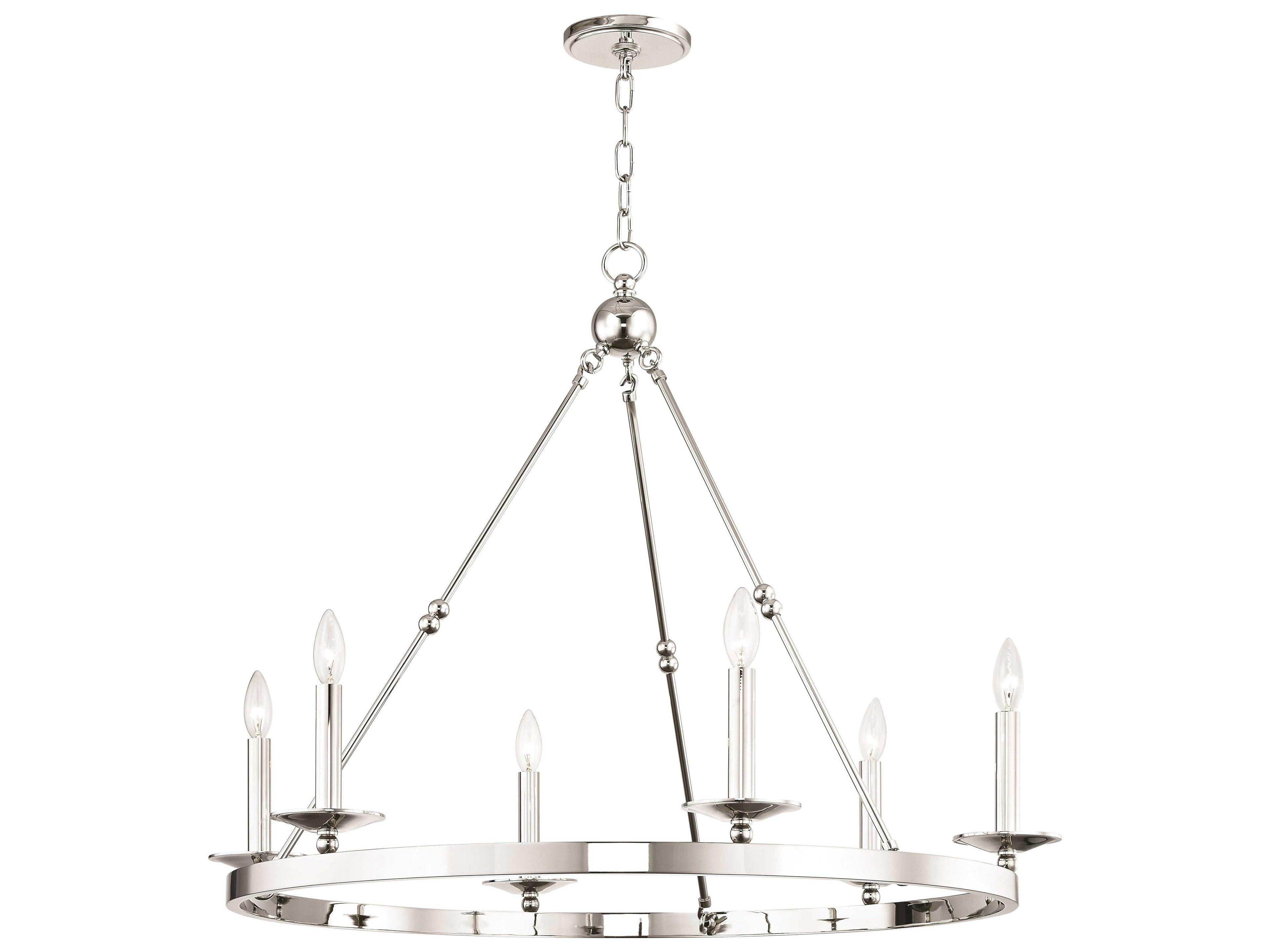 Allendale 6-Light Polished Nickel Candelabra Round Chandelier