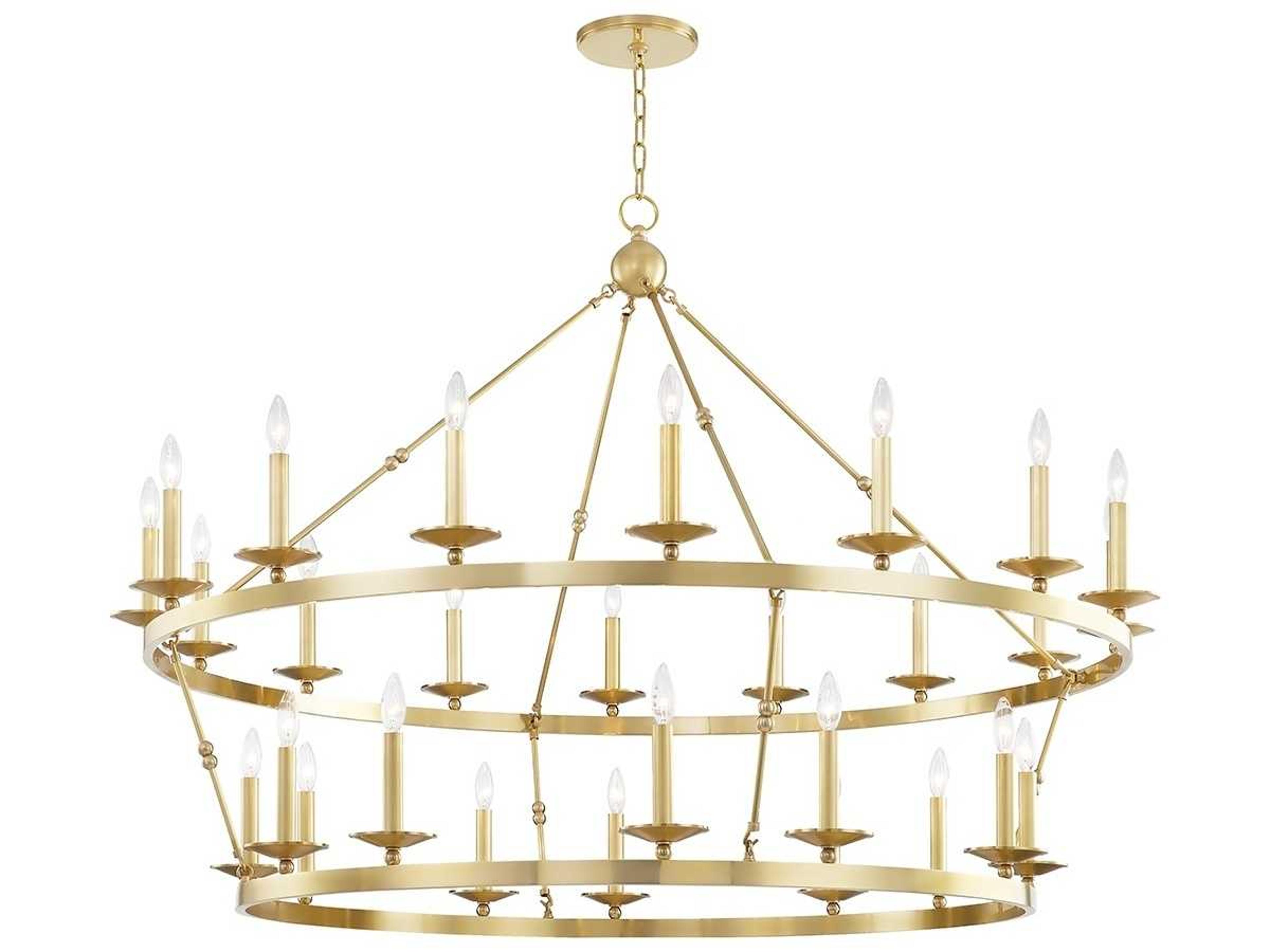 Allendale 28-Light Aged Brass Candelabra Round Tiered Chandelier