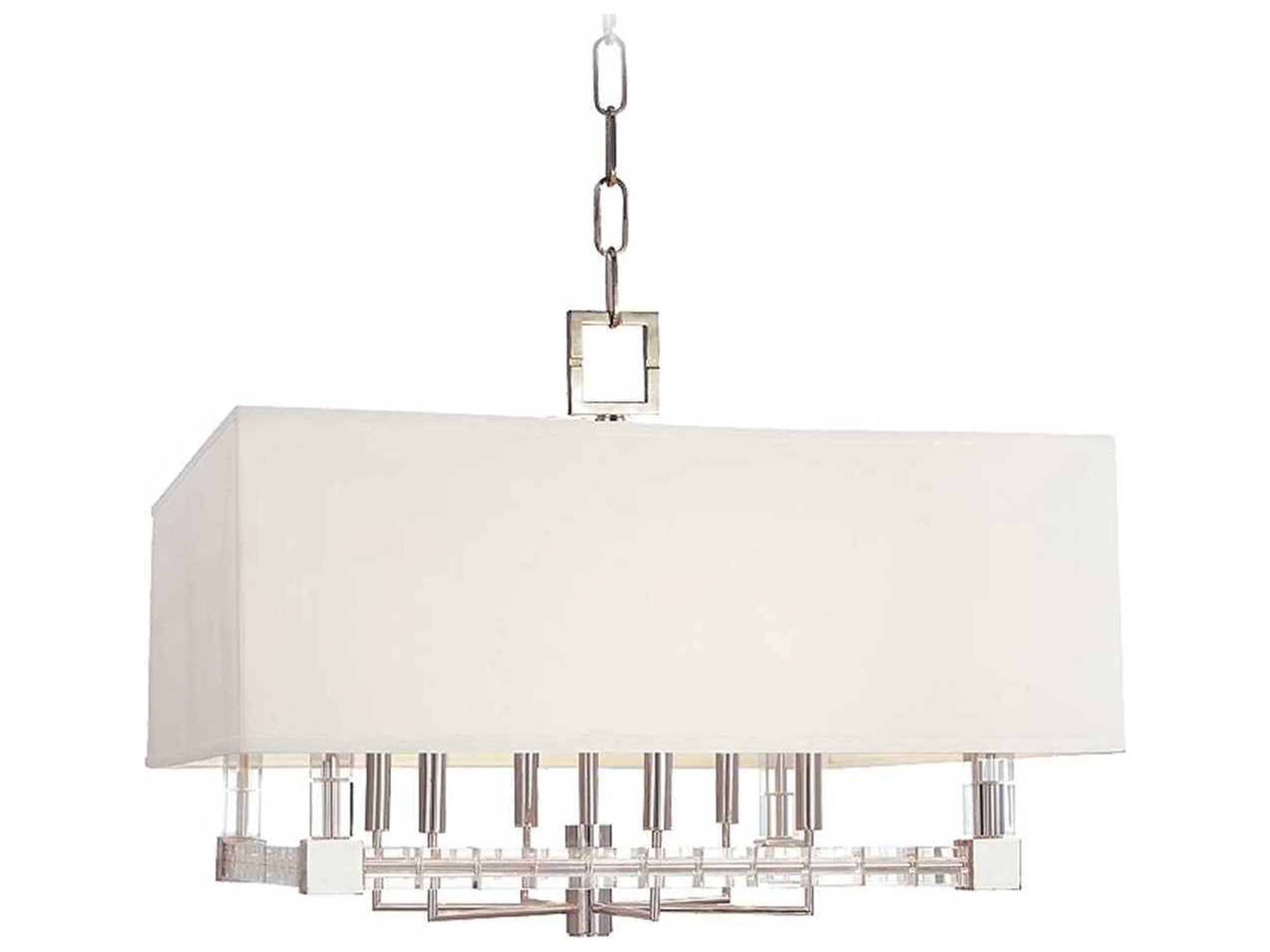 Alpine 6-Light Polished Nickel Off White Crystal Glass Candelabra Geometric Chandelier