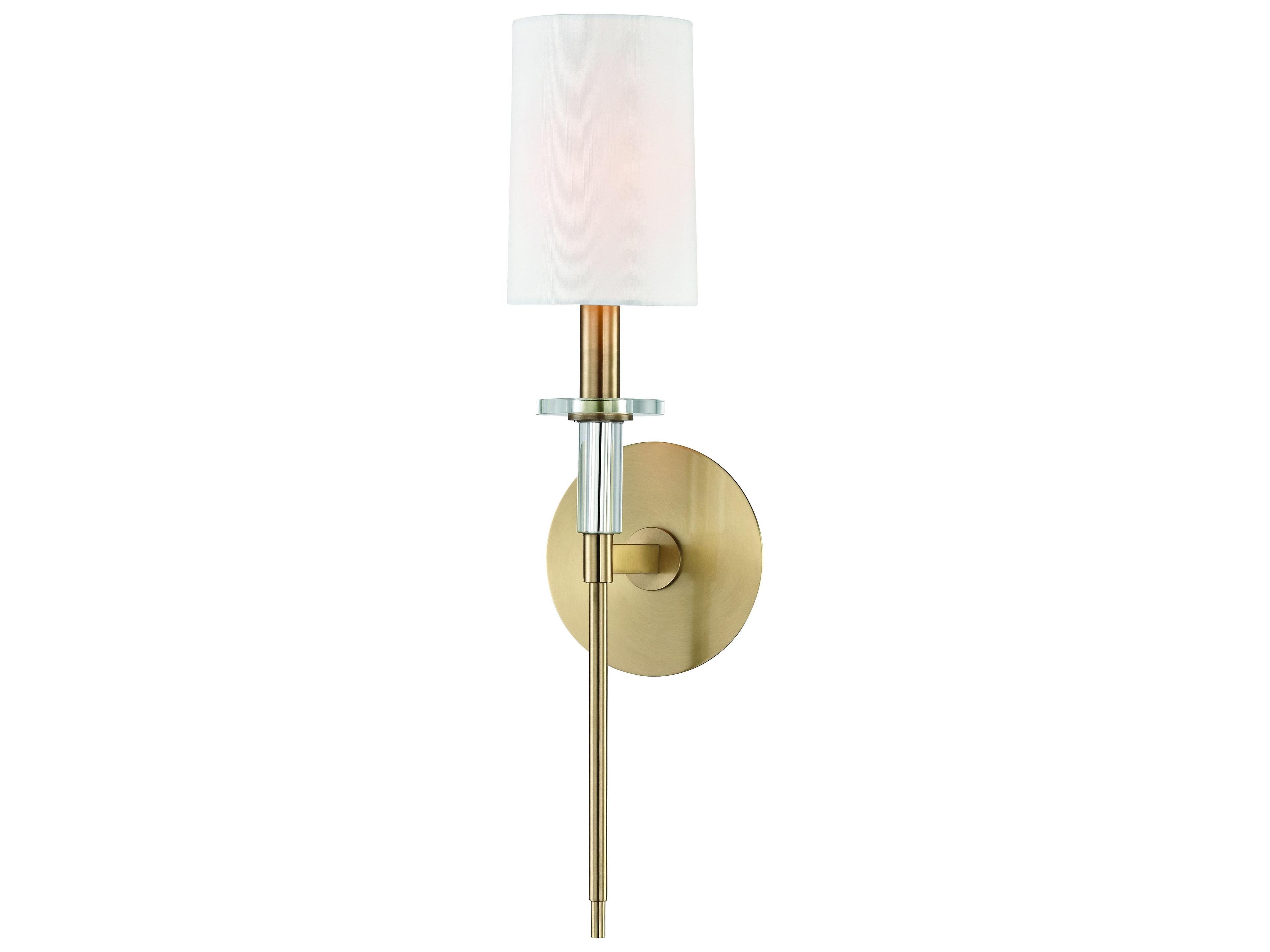Lighting Amherst Wall Sconce in Aged Brass with Crystal Accents