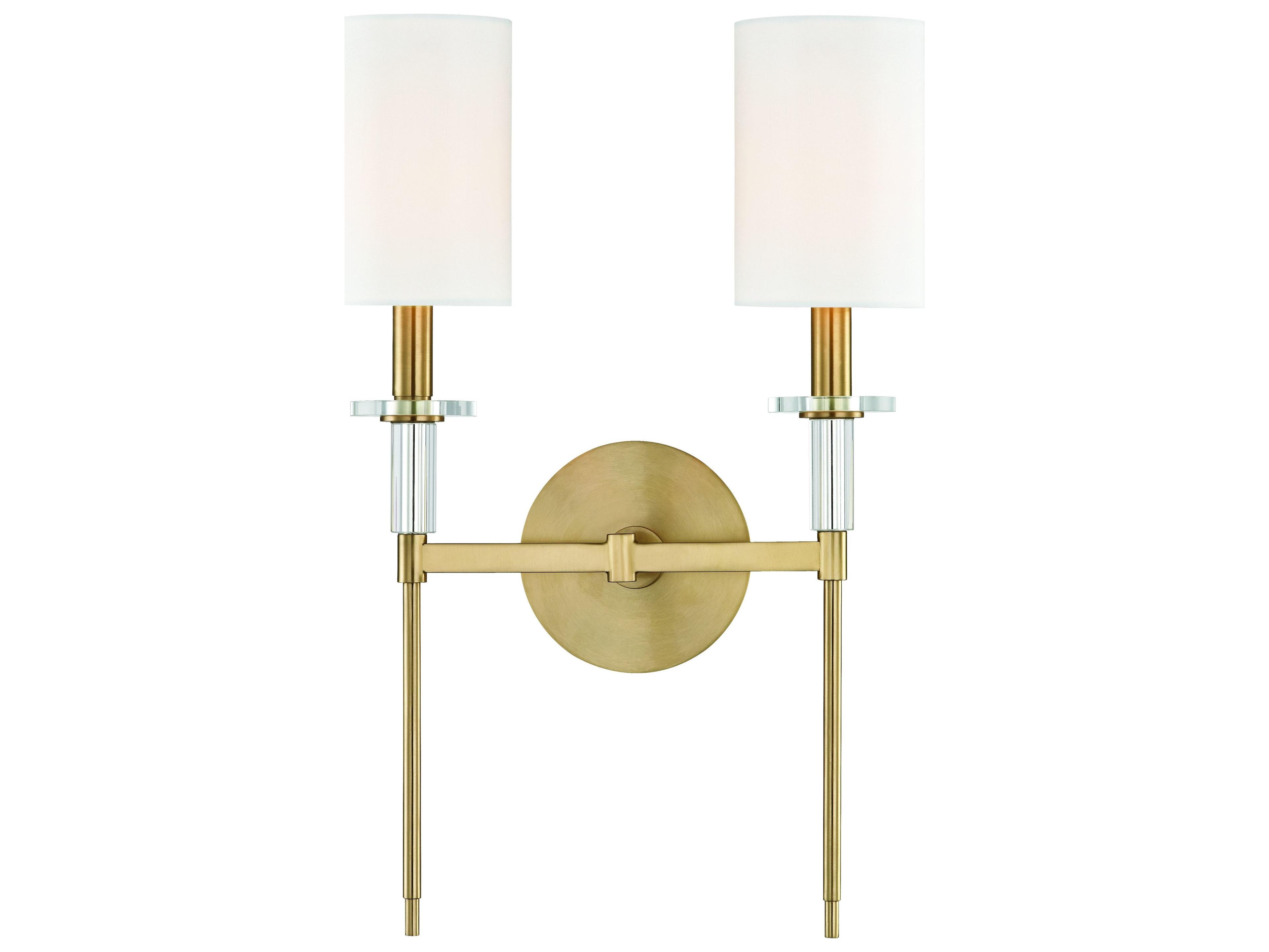Amherst 2-Light Aged Brass White Crystal Wall Sconce