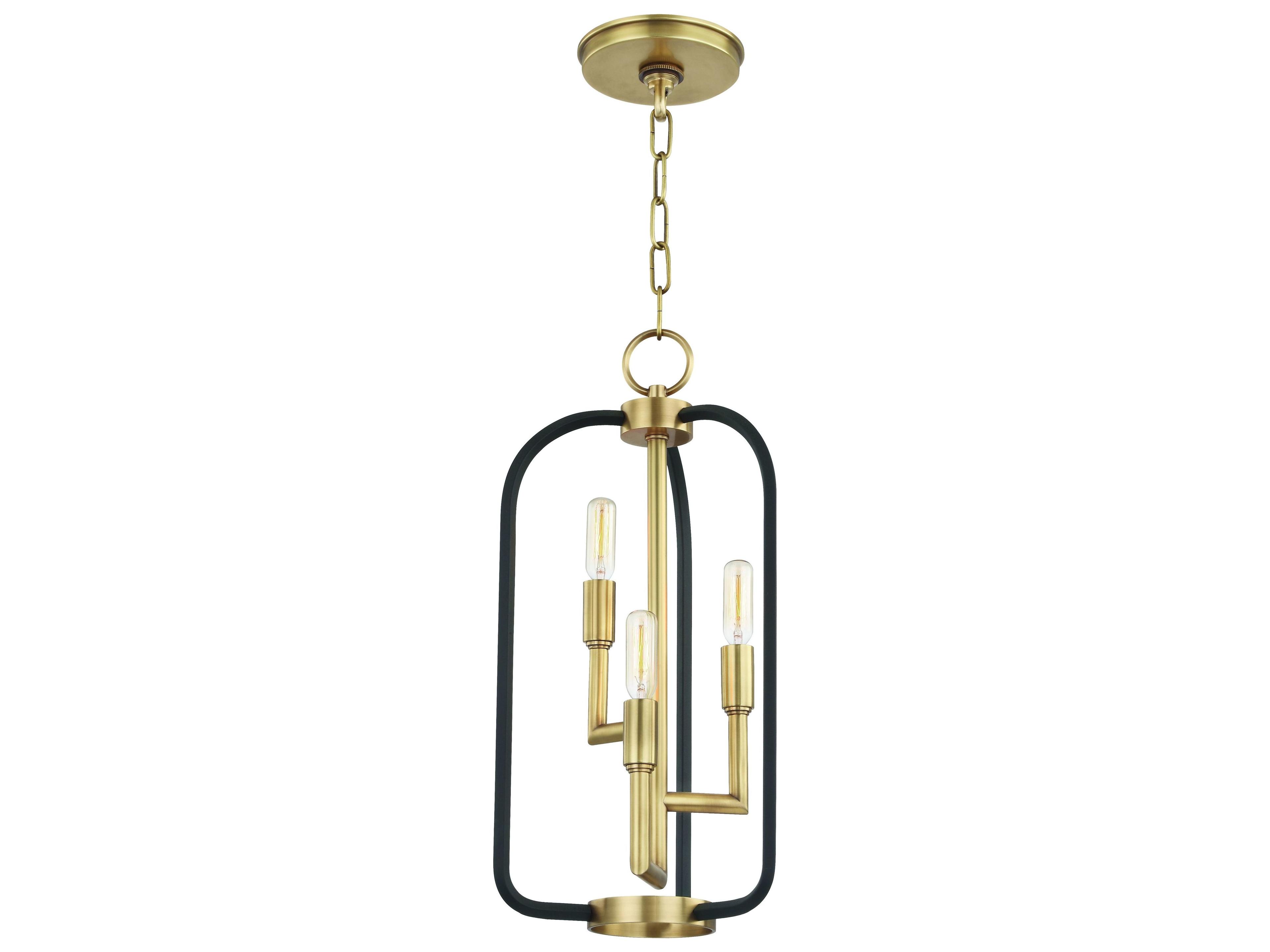 Angler 3-Light Aged Brass Black Candelabra Chandelier